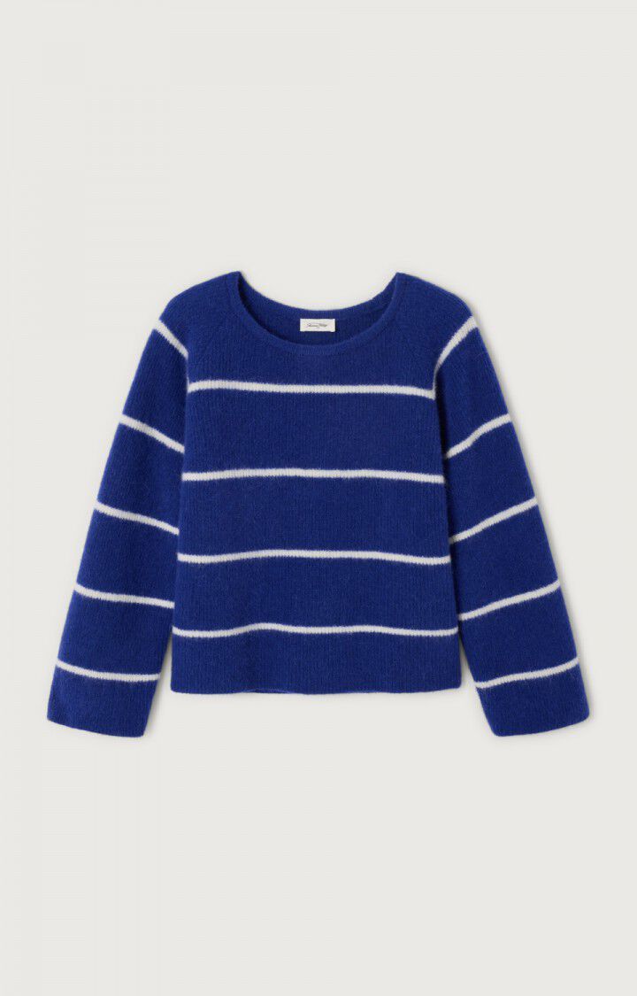 American Vintage Pull Lm Blue Royal Rayures Blanches - small
