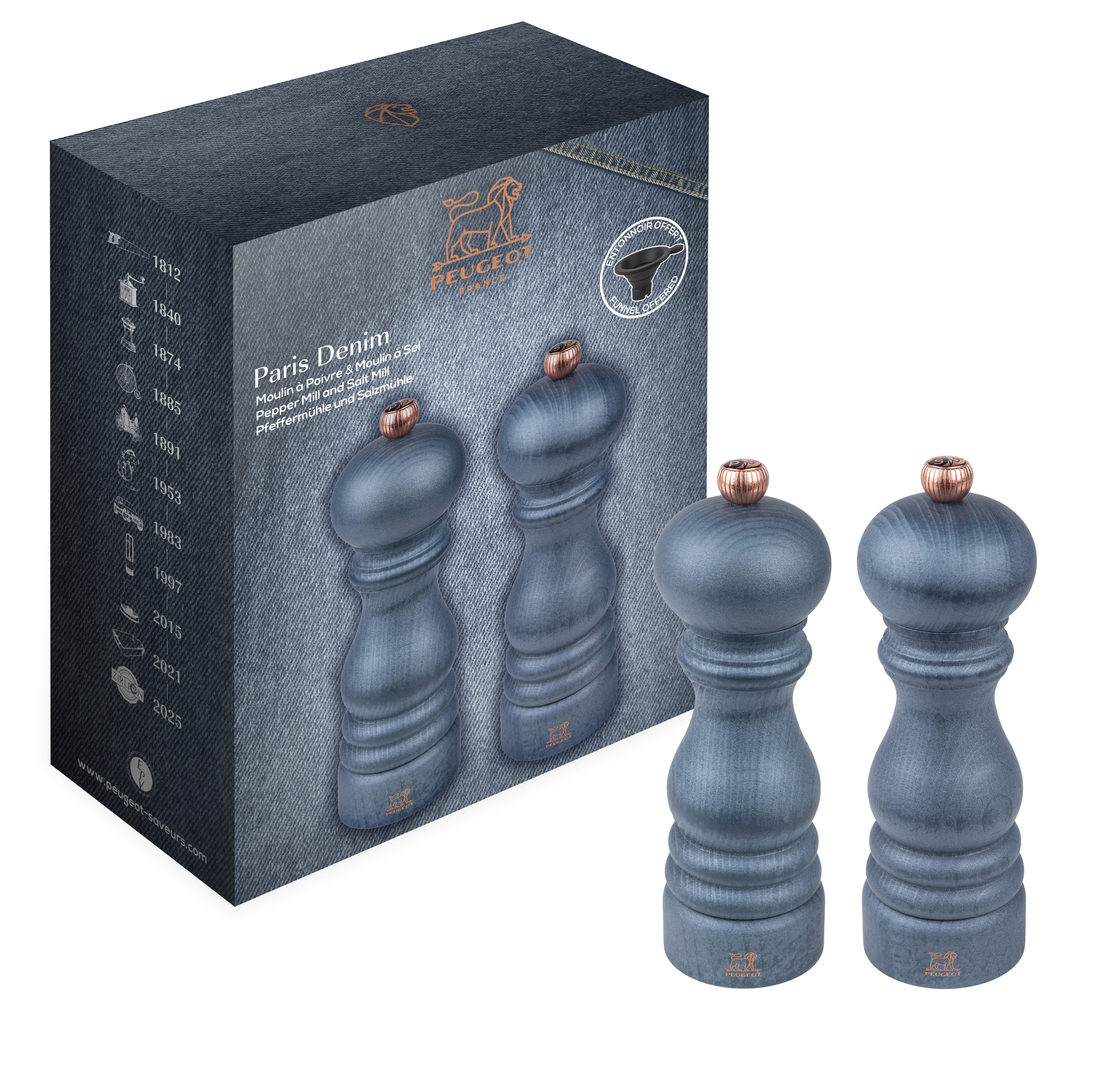 Peugeot Peper- & Zoutmolen Set Paris Denim 18cm - Hout