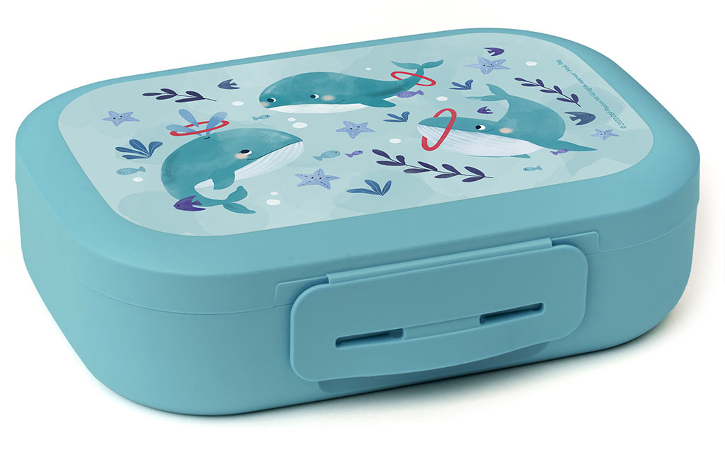 Amuse Brooddoos Walvis Blauw 18x12.5x5 cm