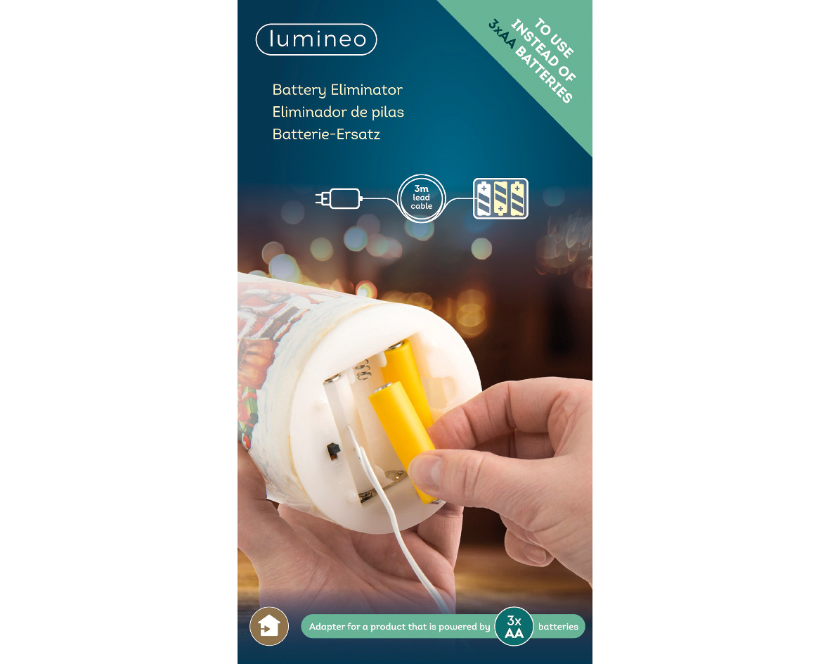 Lumineo Batterijvervanger 4.5V 3x AA voor 1 Toestel - 3m Kabel Wit