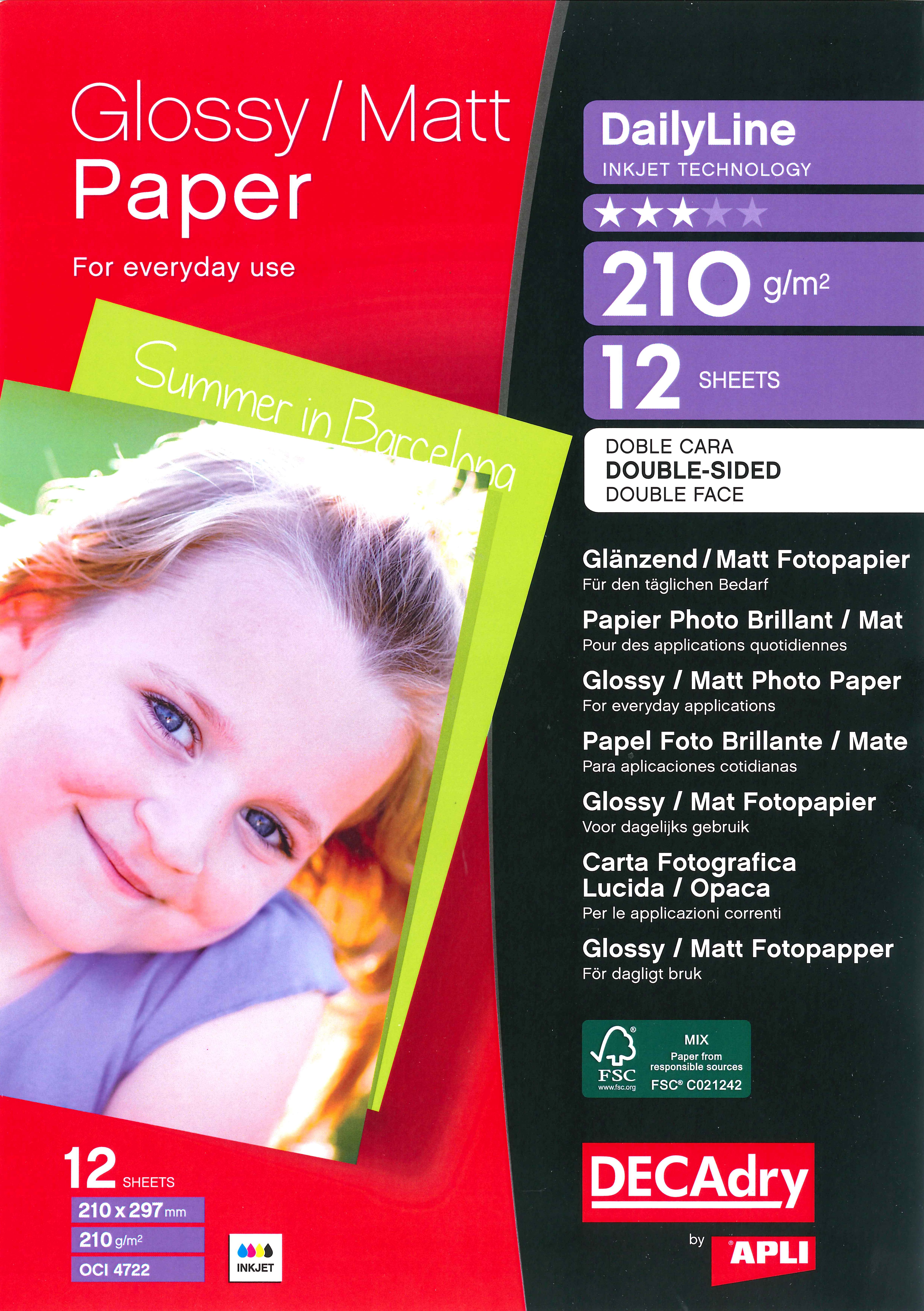 Apli Fotopapier A4 Glossy/Mat 210gram 12 vel