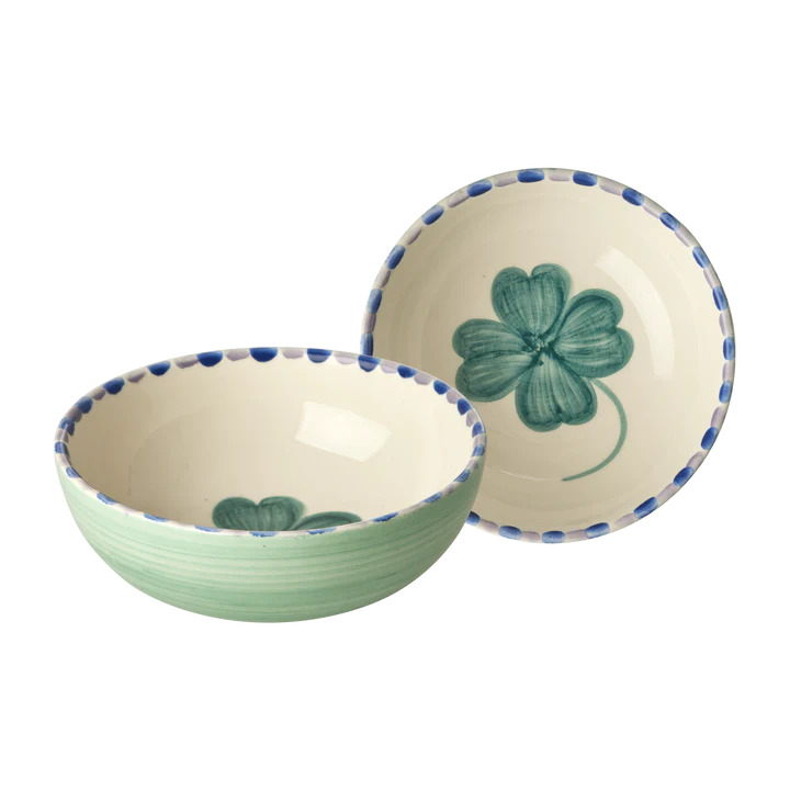 Rice Bowl Soft Green Good Luck Clover 350ml - Keramiek - 13.4x5 cm