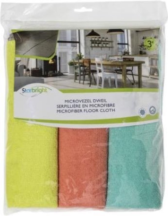 Starbright Dweil Microvezel Warp 50x60 cm set 3 stuks - voor alle Oppervlakken