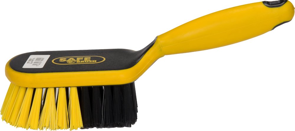 Safebrush Handborstel Softgrip Hard Zwart-Geel - Kruikenborstel
