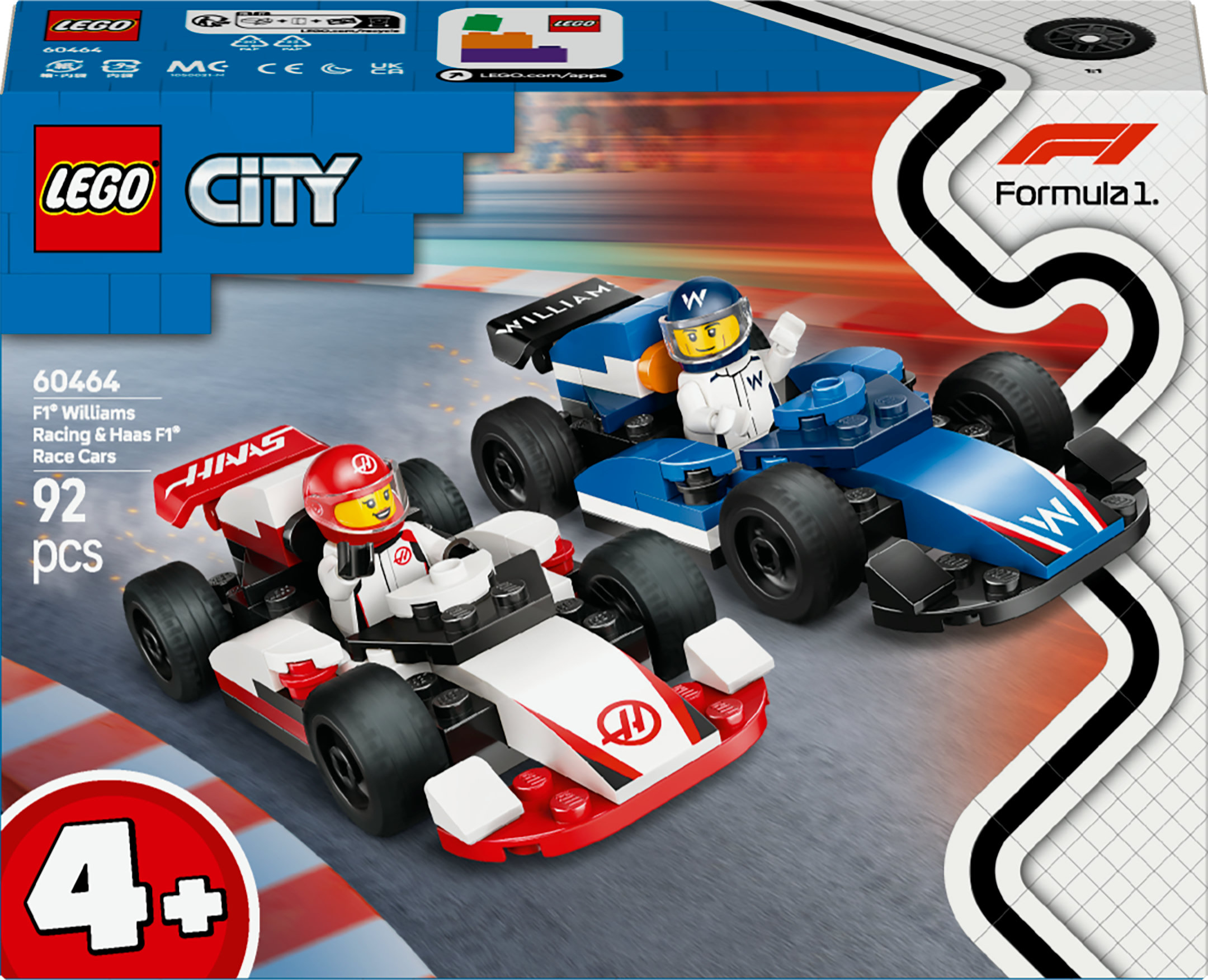 LEGO City 60464 F1 Williams Racing en Haas F1 Racewagens