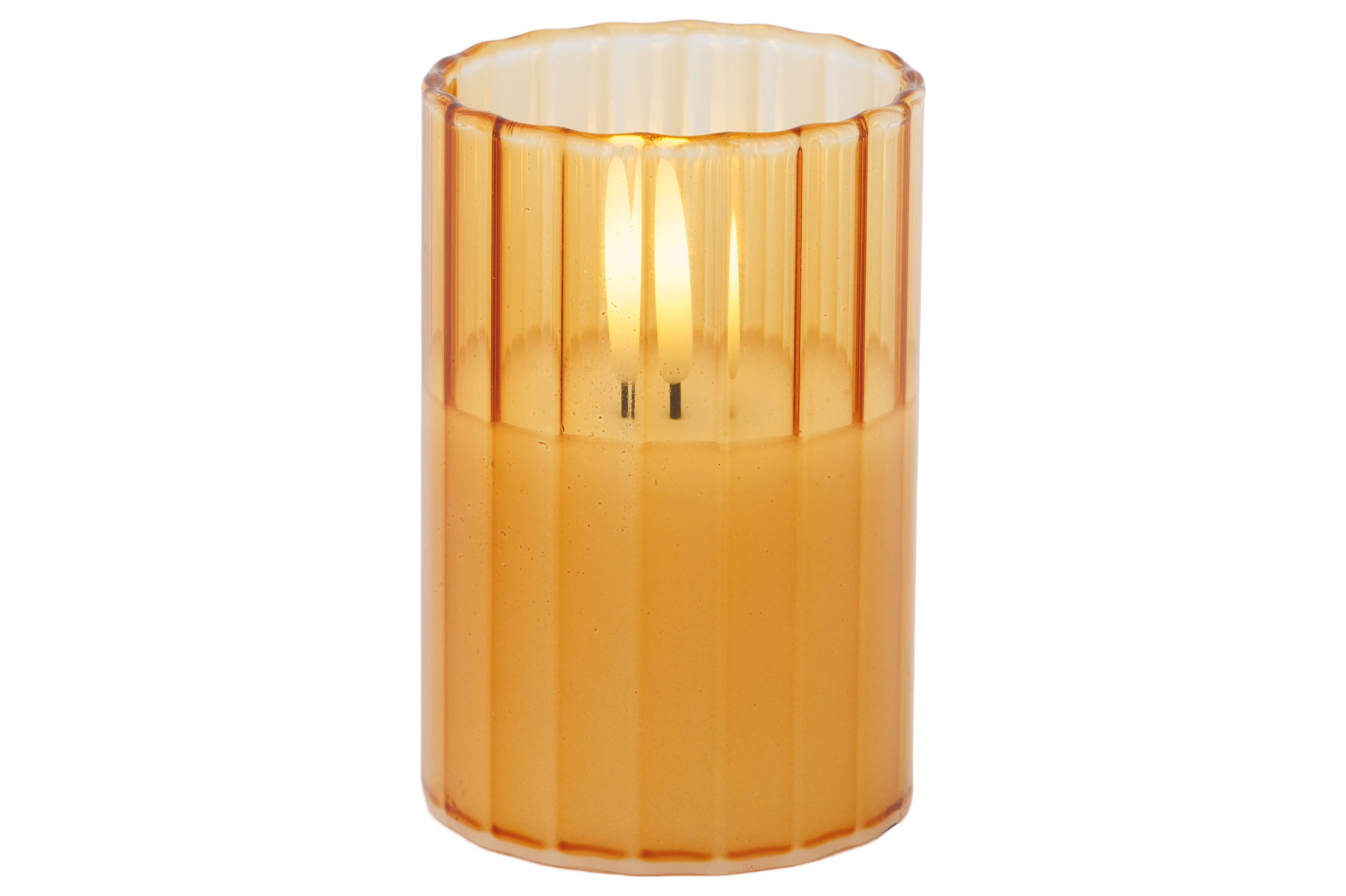 Cosy@Home LED Kaars Ribble Camel - 5x7.5 cm - Glas - incl.Batterij