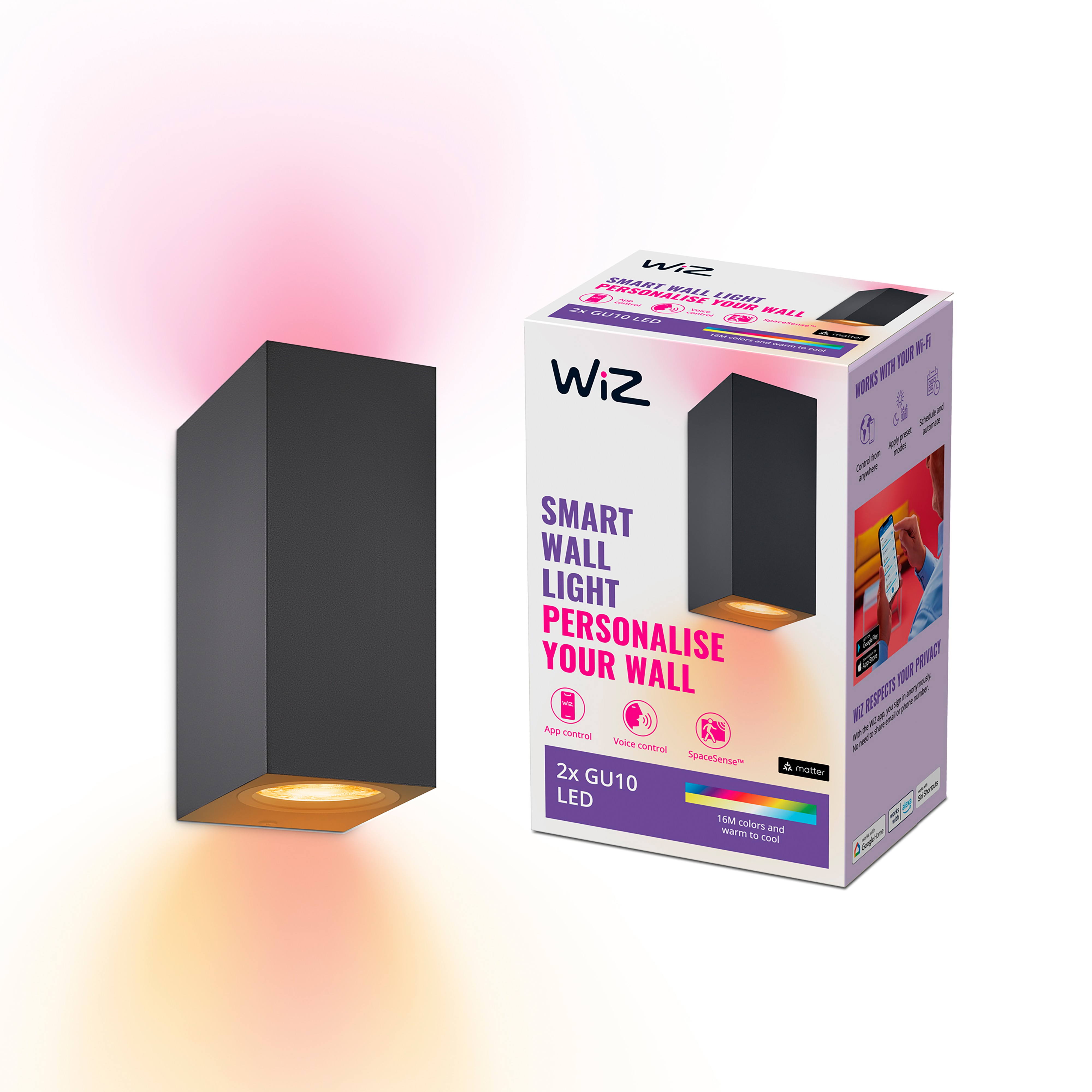 Wiz Wandspot Zwart 2x 5W RGBW