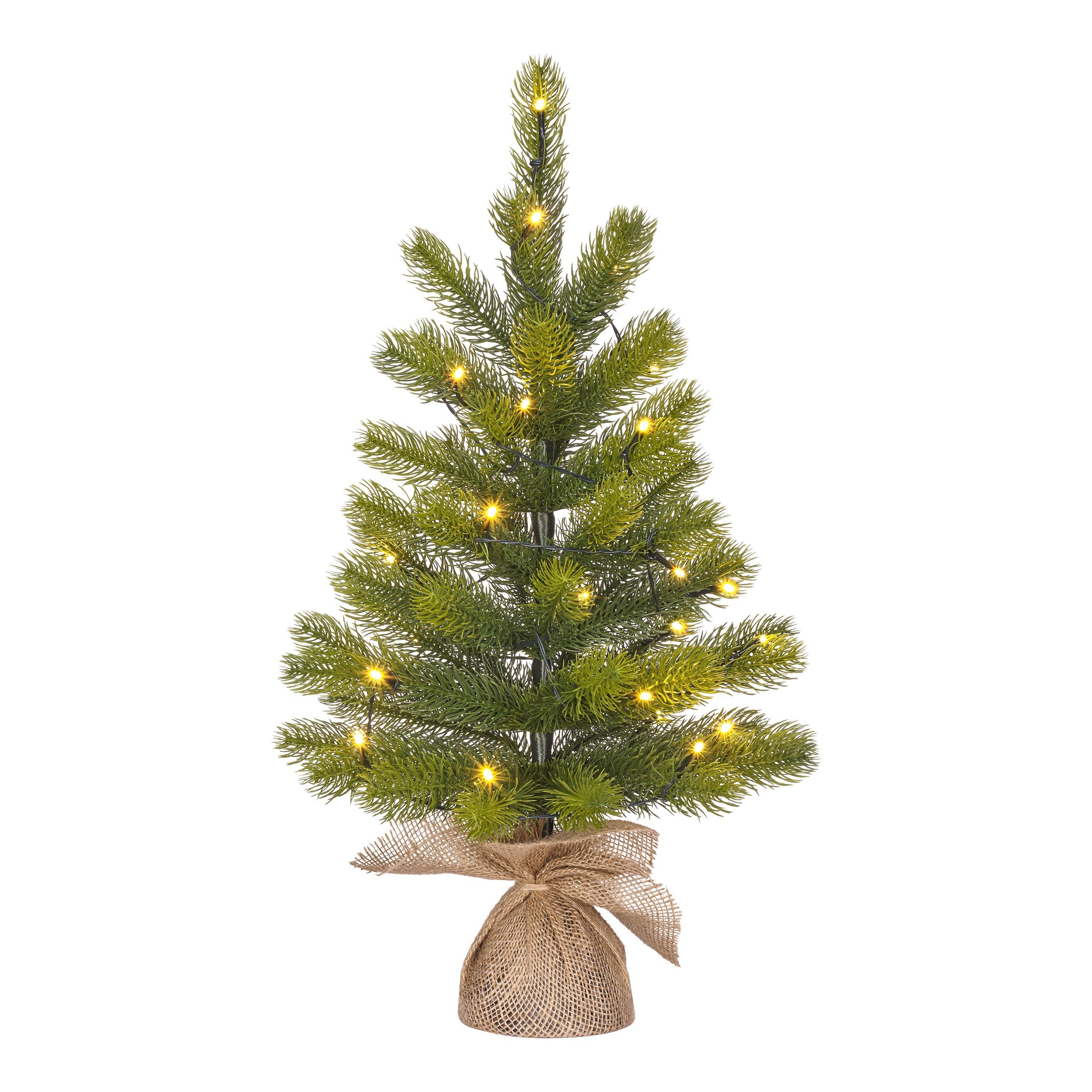 Kerstboom Nagoya LED Green 60x44 cm - 50 Tips - 25 Lights - in Jute Zak - PE
