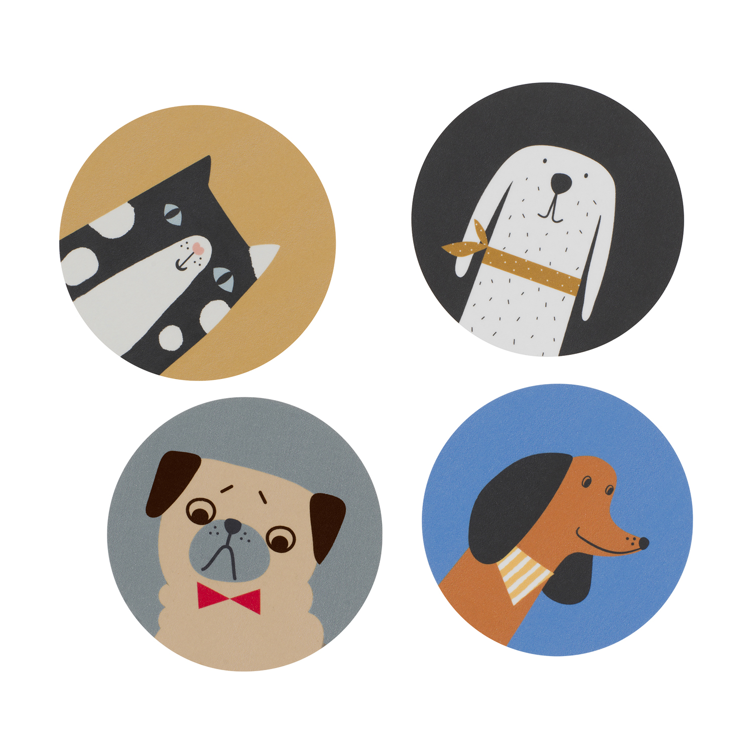 Spira of Sweden Glasonderzetters set 4 stuks 9cm - Bosse/Doris/Louie/Penny