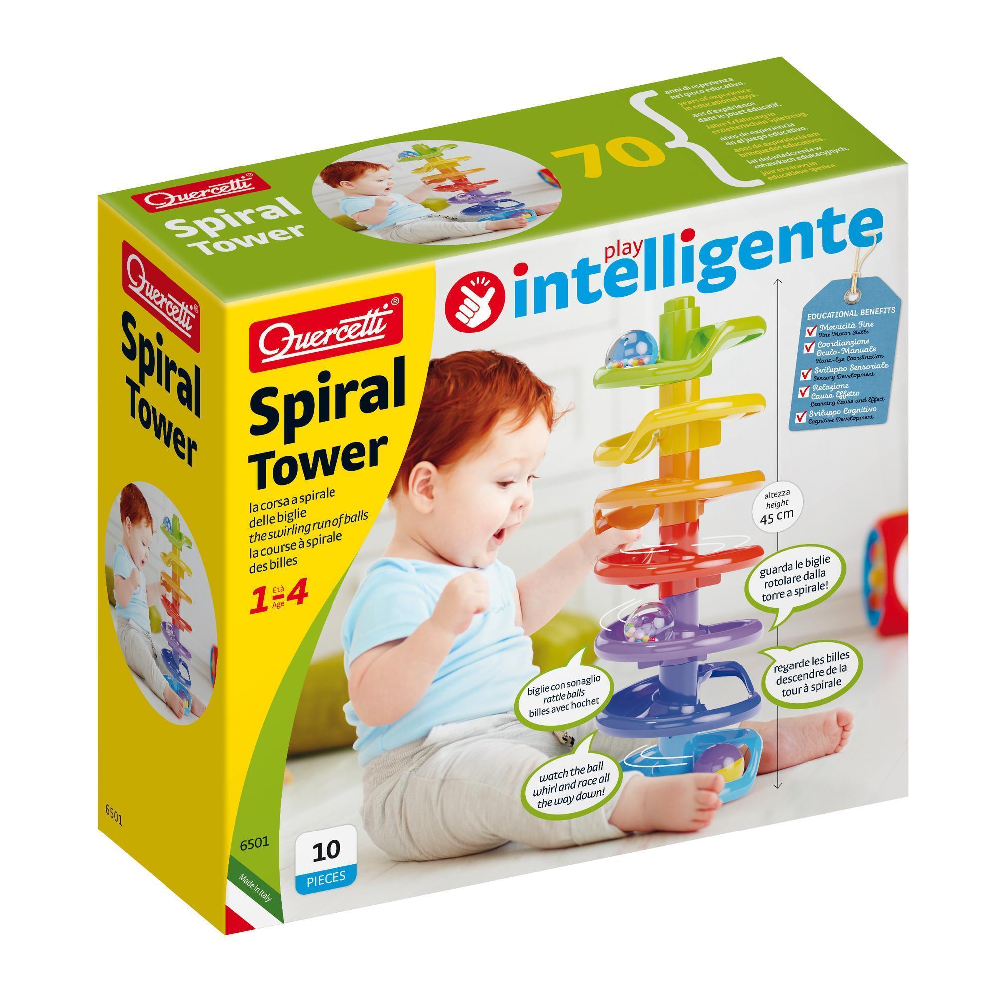 Quercetti Spiral Tower, Ballenbaan 45 cm 10 delig, ballentoren