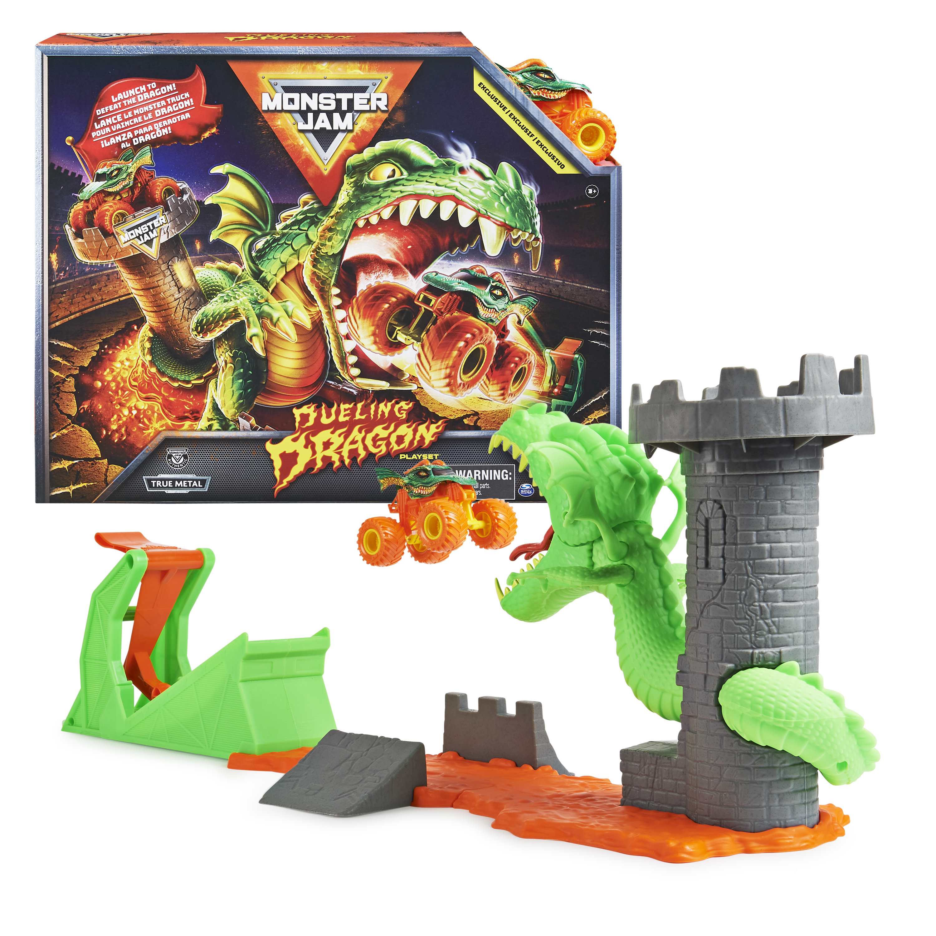 Monster Jam Metalen 1:64 Dueling Dragon Stunt Speelset met 1 auto