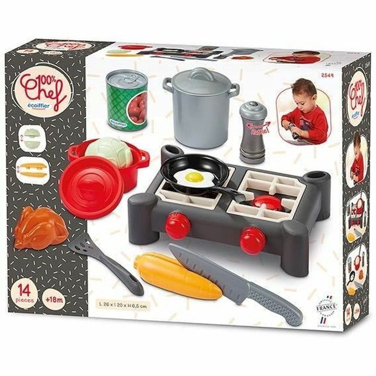 Ecoiffier 100% Chef Tafel fornuis met 2 vuren, 21 delig
