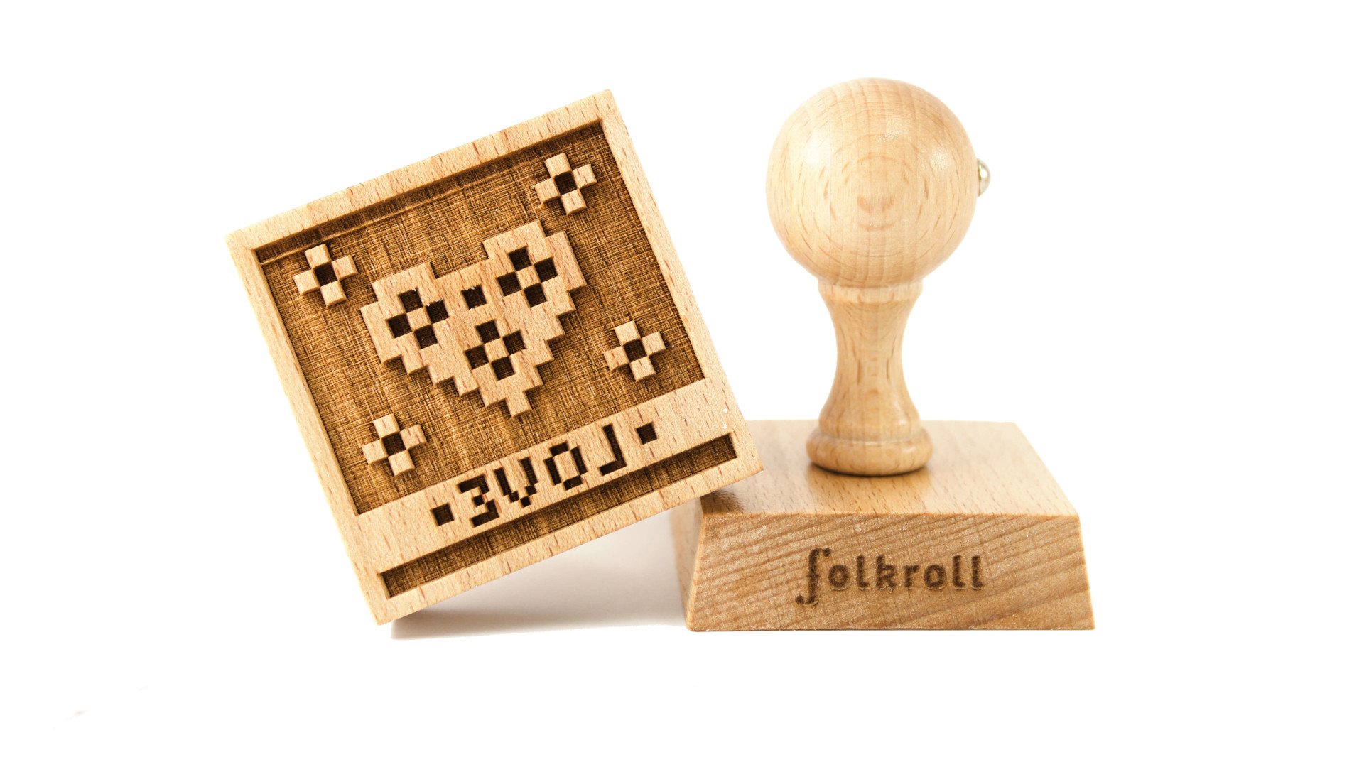 Folkroll Stempel Love - Hout