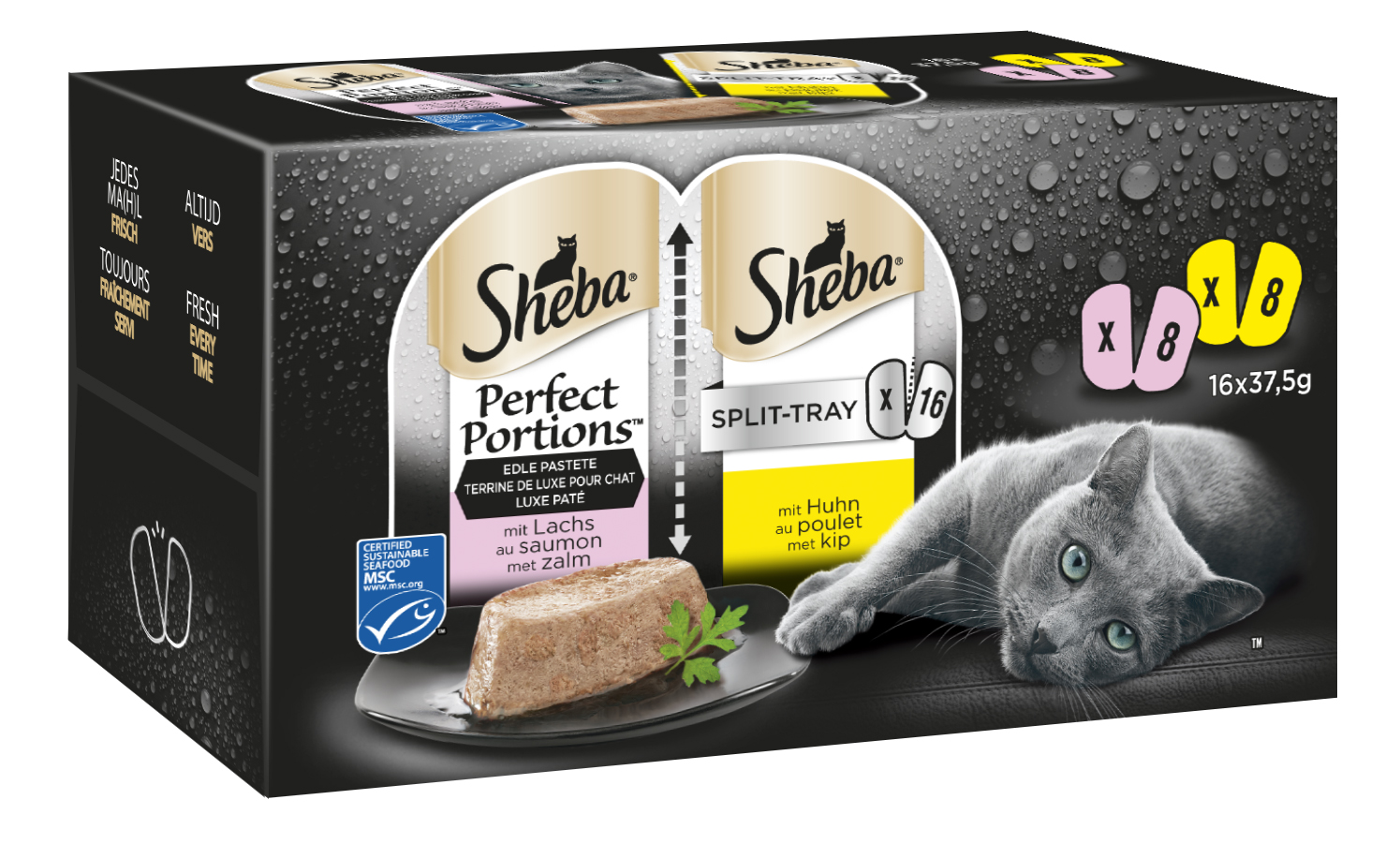 Sheba Perfect Portion Kip & Zalm 450 g 12 Porties van 37.5 g