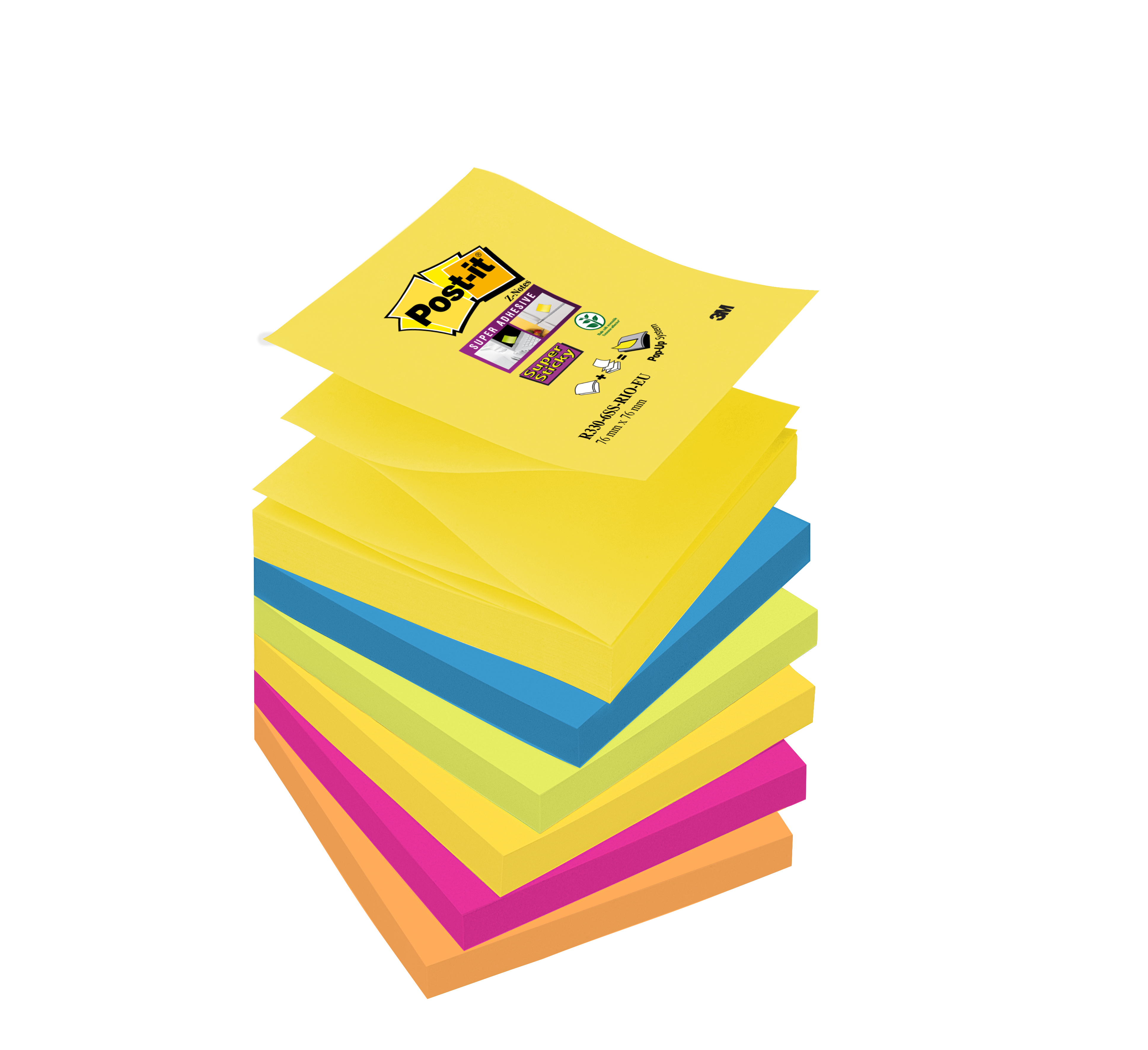 Post-It Super Sticky Z-Notes - Carnival 76X76 mm - 6 x 90 vel