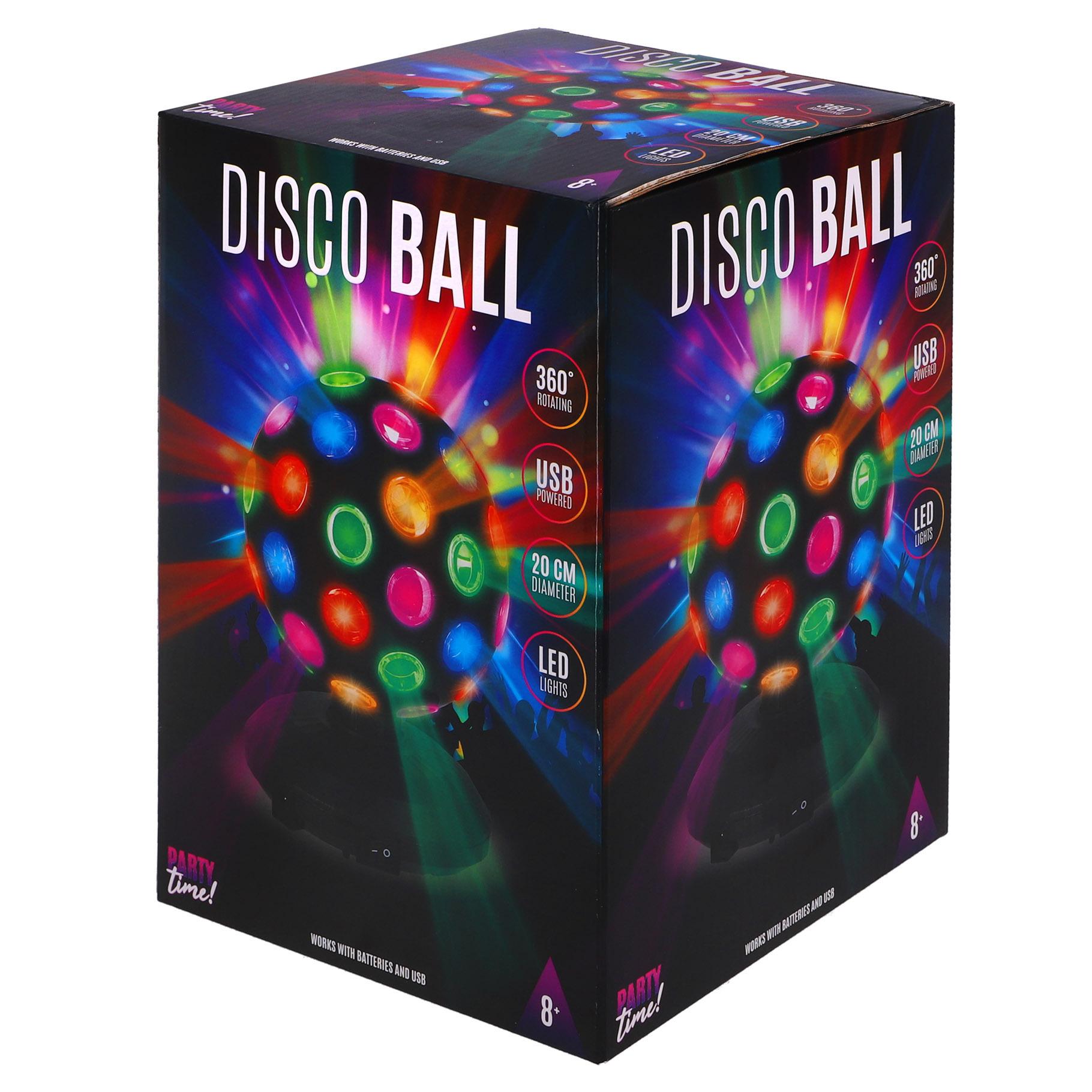 Led Discobal 20 cm, draaiend, op batterijen en USB