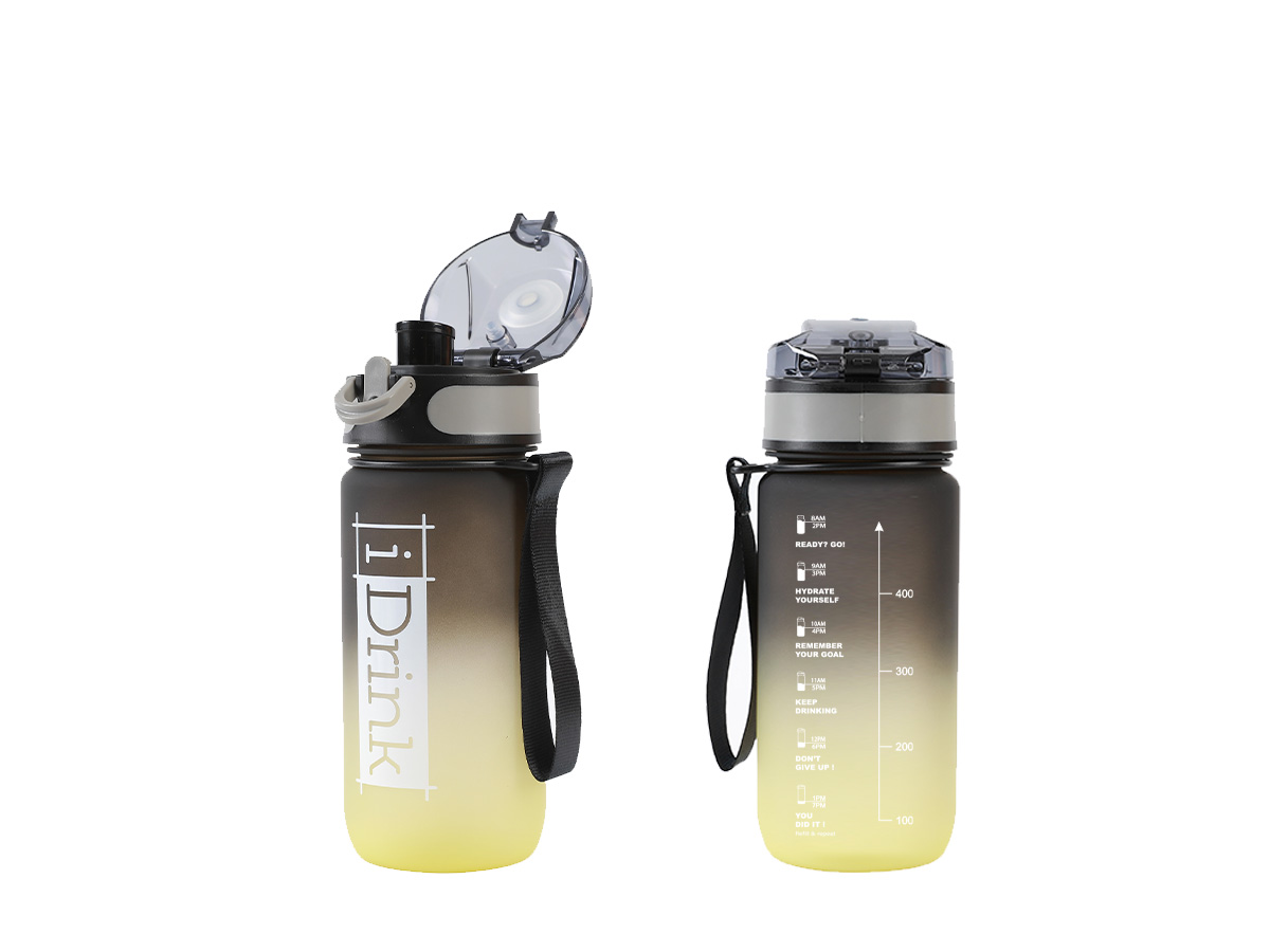 I-Drink Drinkfles Black & Yellow 500ml - Tritan - Motivatiefles