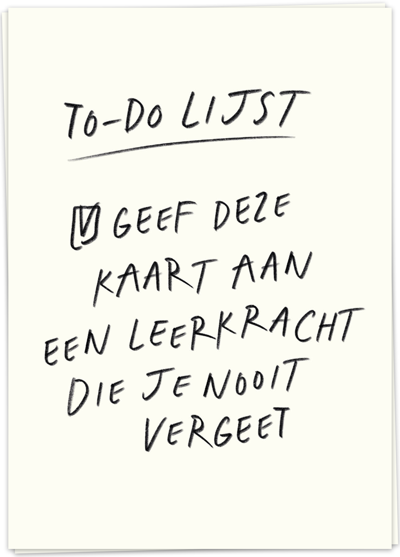Kaart Blanche Wenskaart Card to Teacher