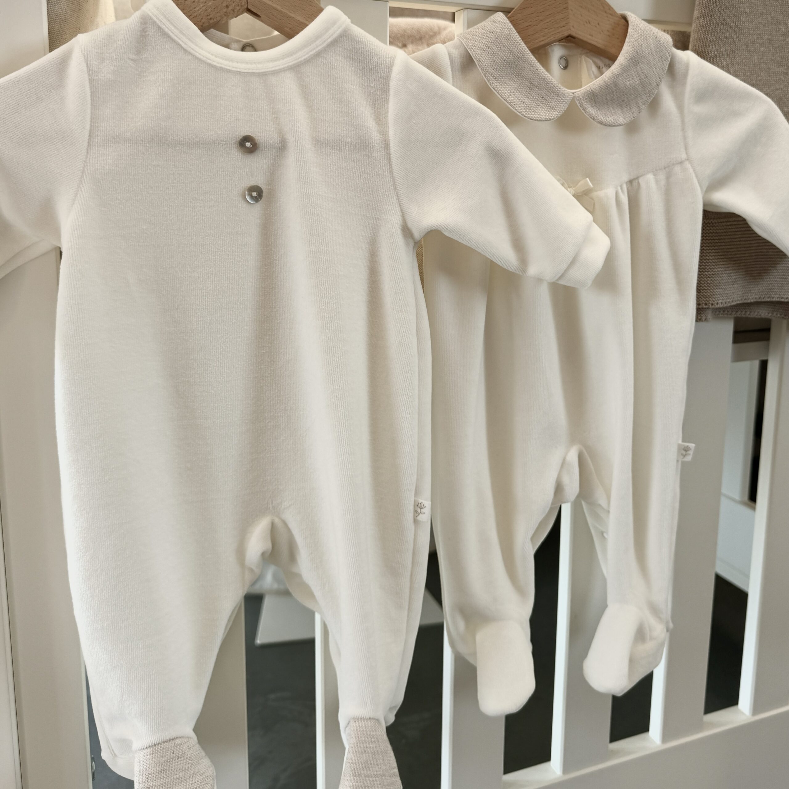 Living Nature Pyjama Jongen Evert Velours Wit-Beige mix