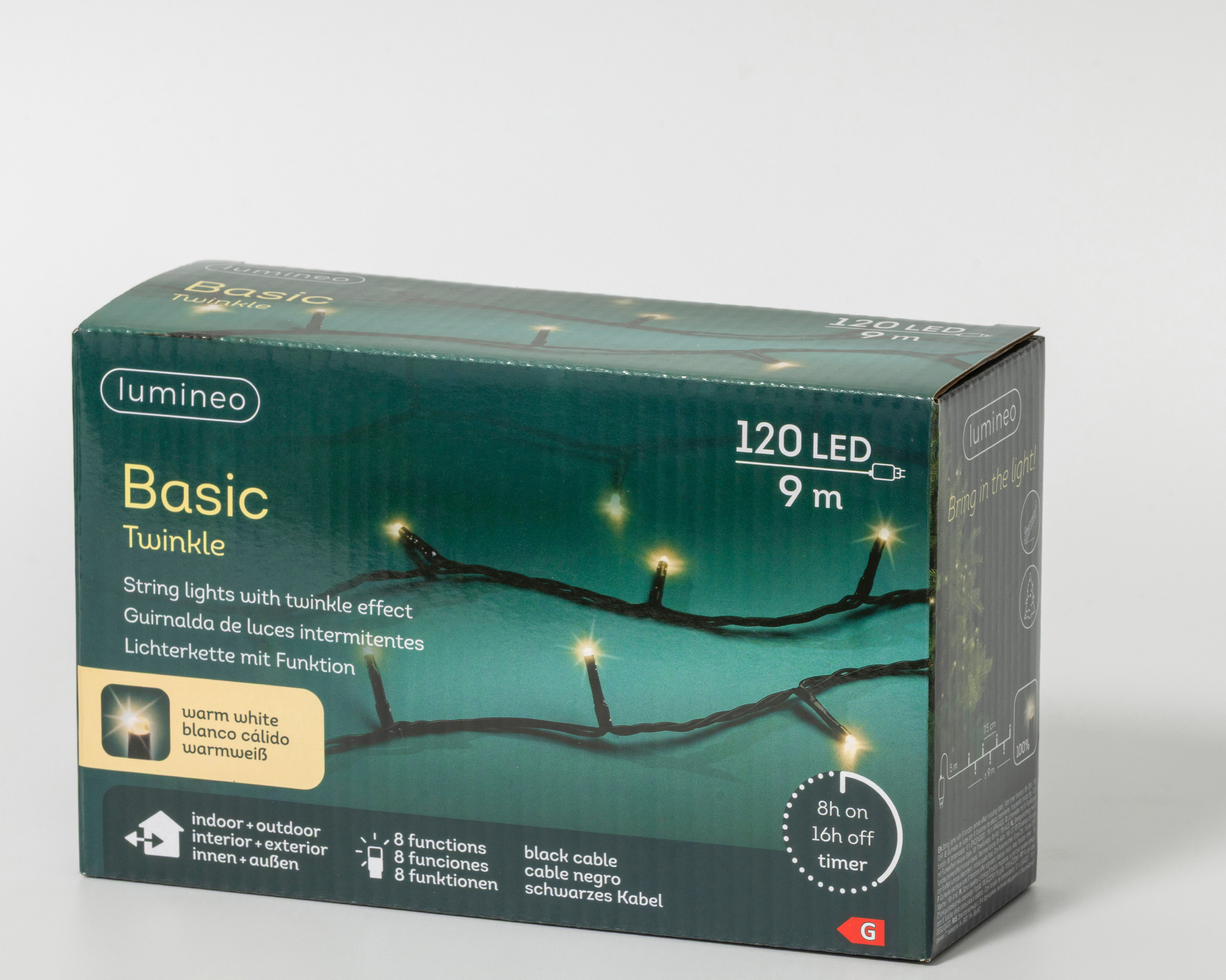 Kerstverlichting LED Basic Twinkle 9m - 120 leds - Black/Warm White - In/Outdoor