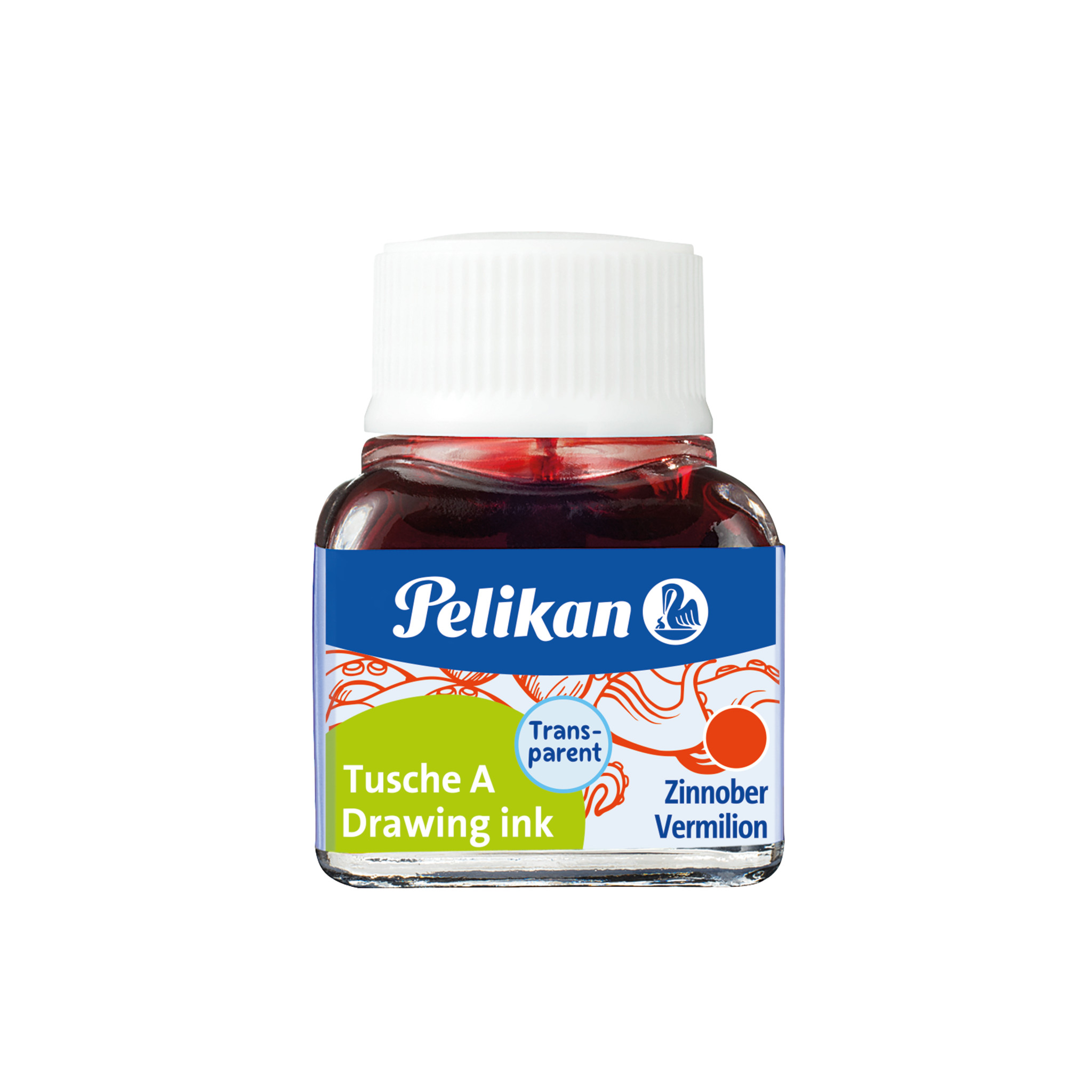 Pelikan Tekeninkt 10ml Glazen Potje - Vermiljoen Transparant