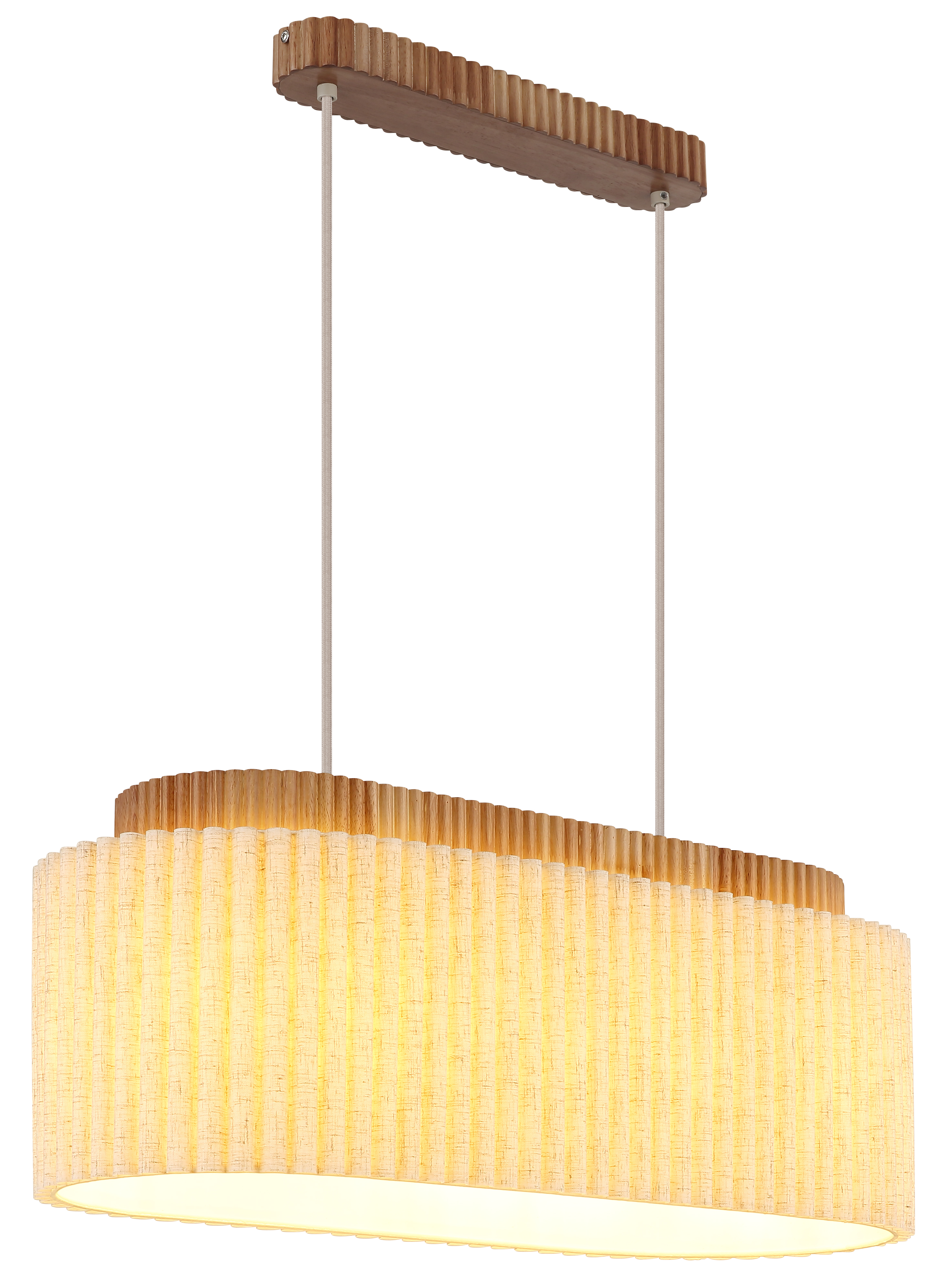 Globo Jannie Hanglamp Hout Bruin/Linnen 70x150 cm excl. 3x E27 40W 230V
