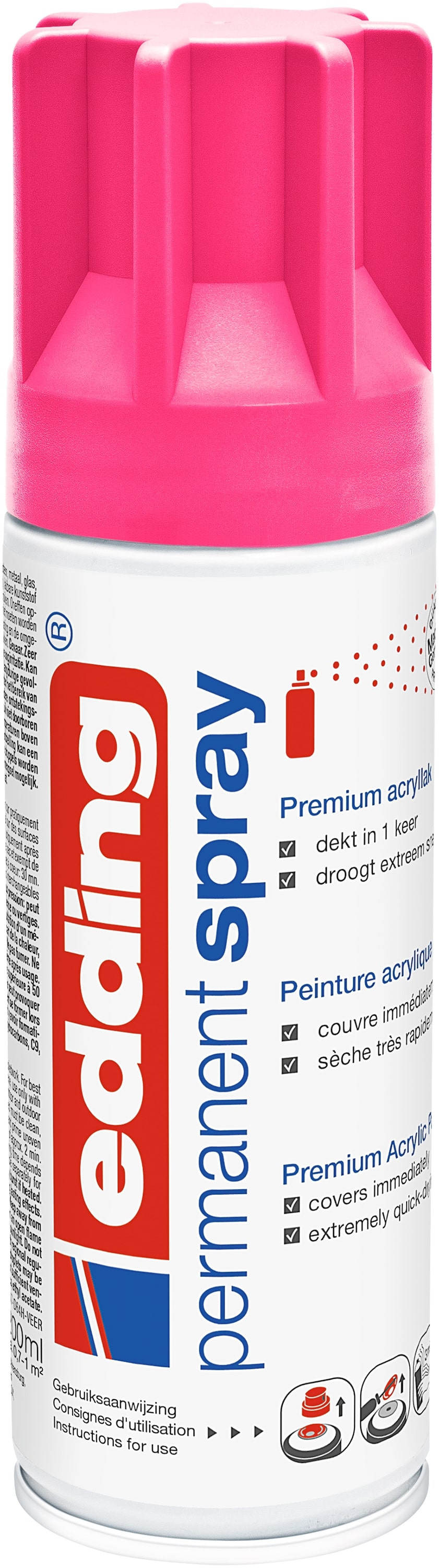Edding Permanent Spray e-5200 Mat 200 ml Neon Roze - 969 - Premium Acrylverf