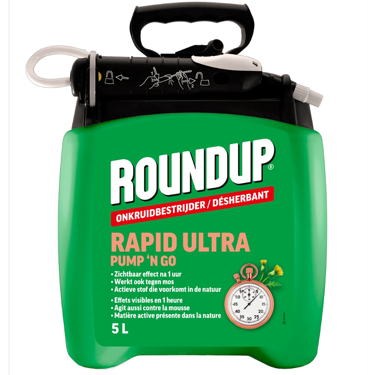 ROUNDUP Contact Totale Onkruidbestrijder 5 l - incl.Drukspuit - 60 g/l Azijnzuur