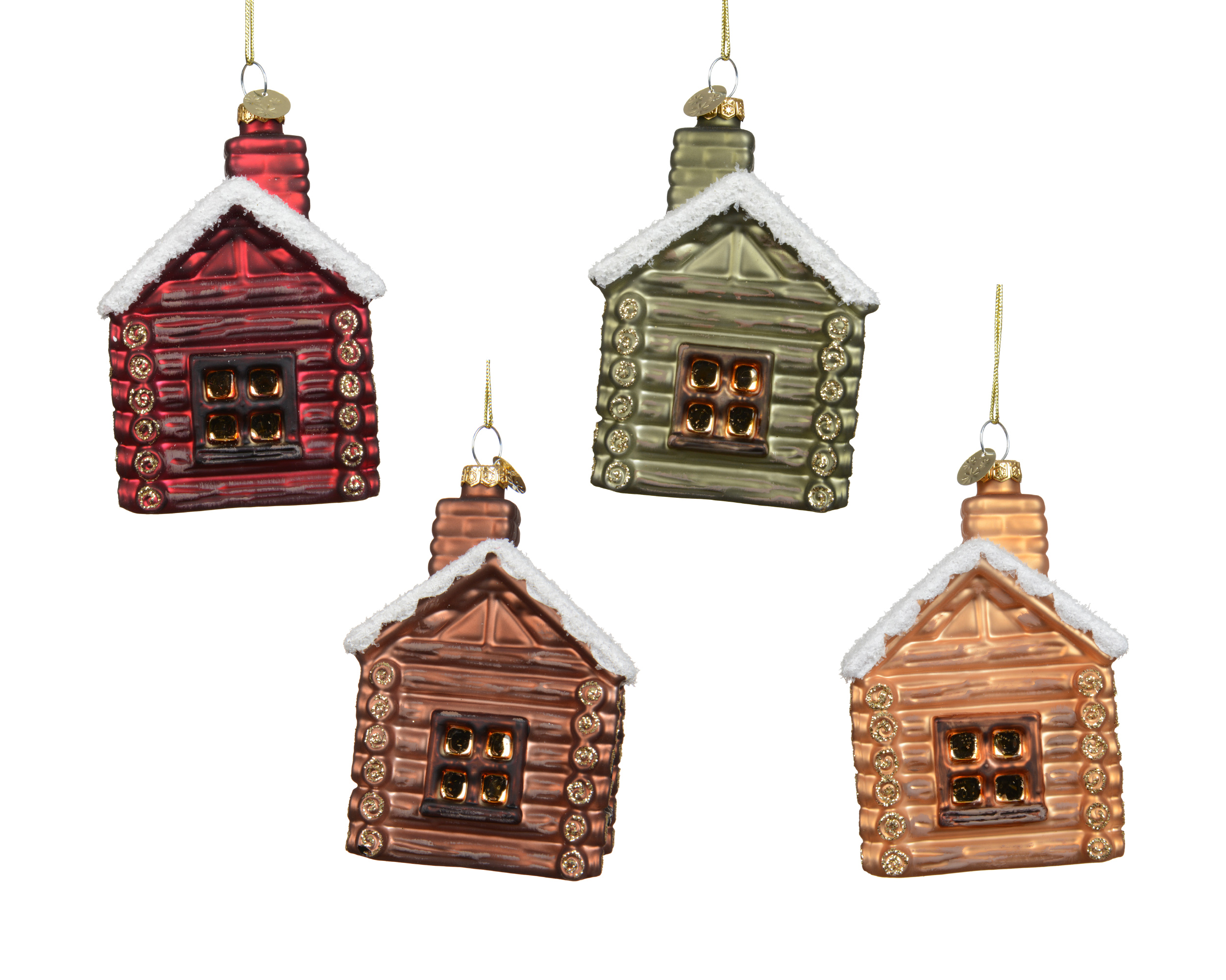Boomhanger Glas Huis met Sneeuw 6.7x6x9.8 cm -  assorti - prijs per stuk