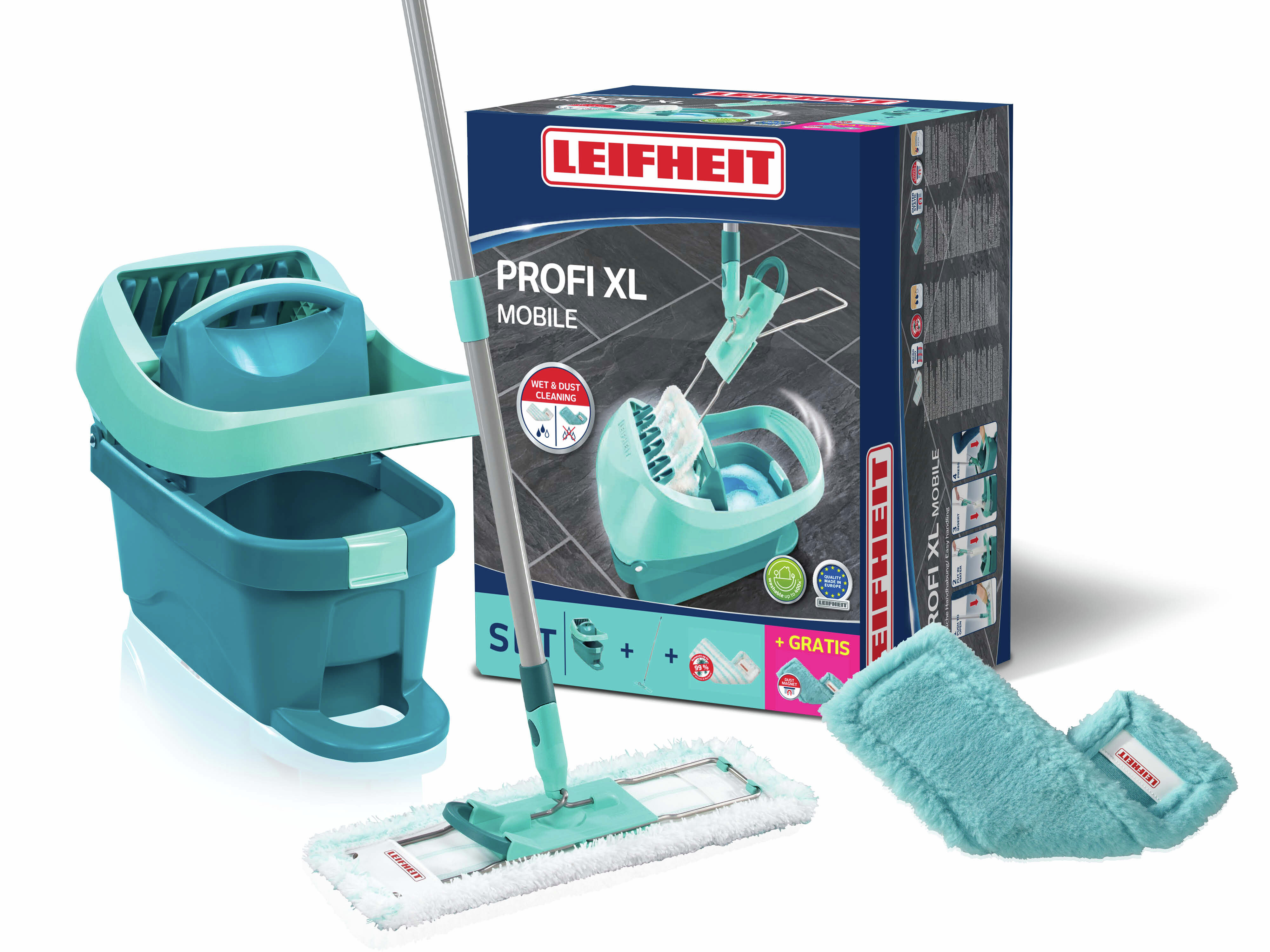 Leifheit Mopset Profi XL Mobile Micro Duo met gratis Doek
