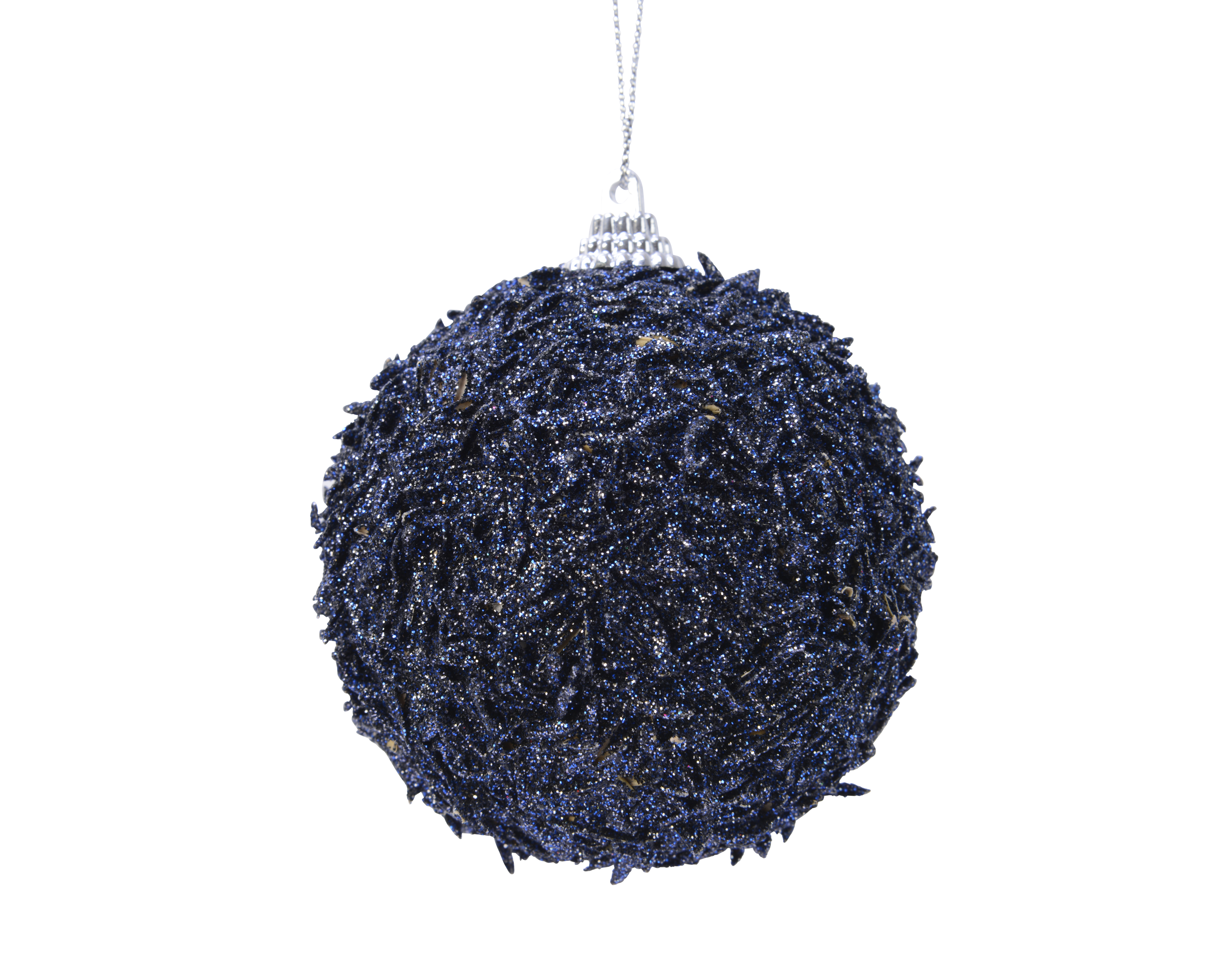 Kerstbal Foam Nachtblauw Glitter 8cm