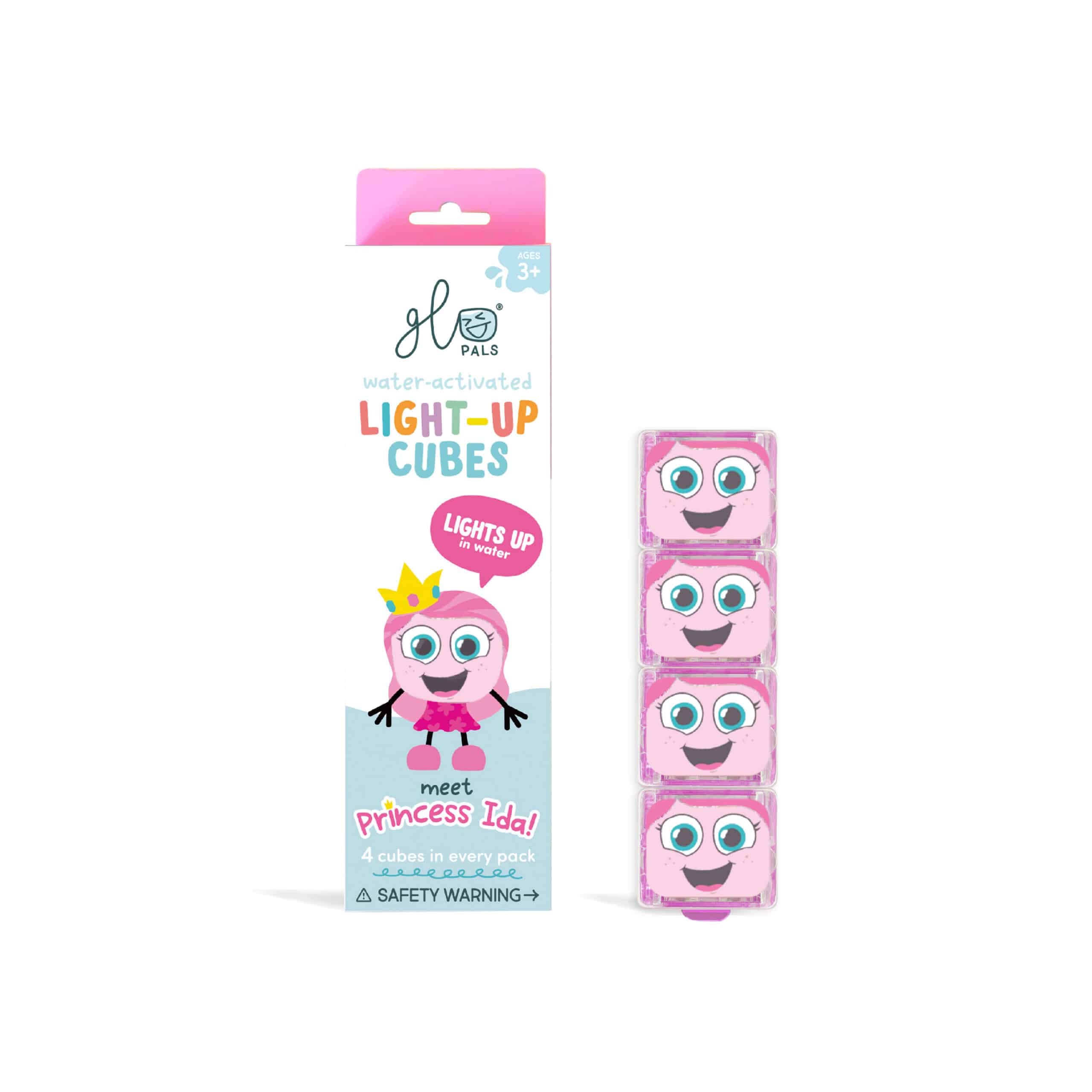 Glo Pals Badspeelgoed Light up Cubes Ida Pink - 4 stuks