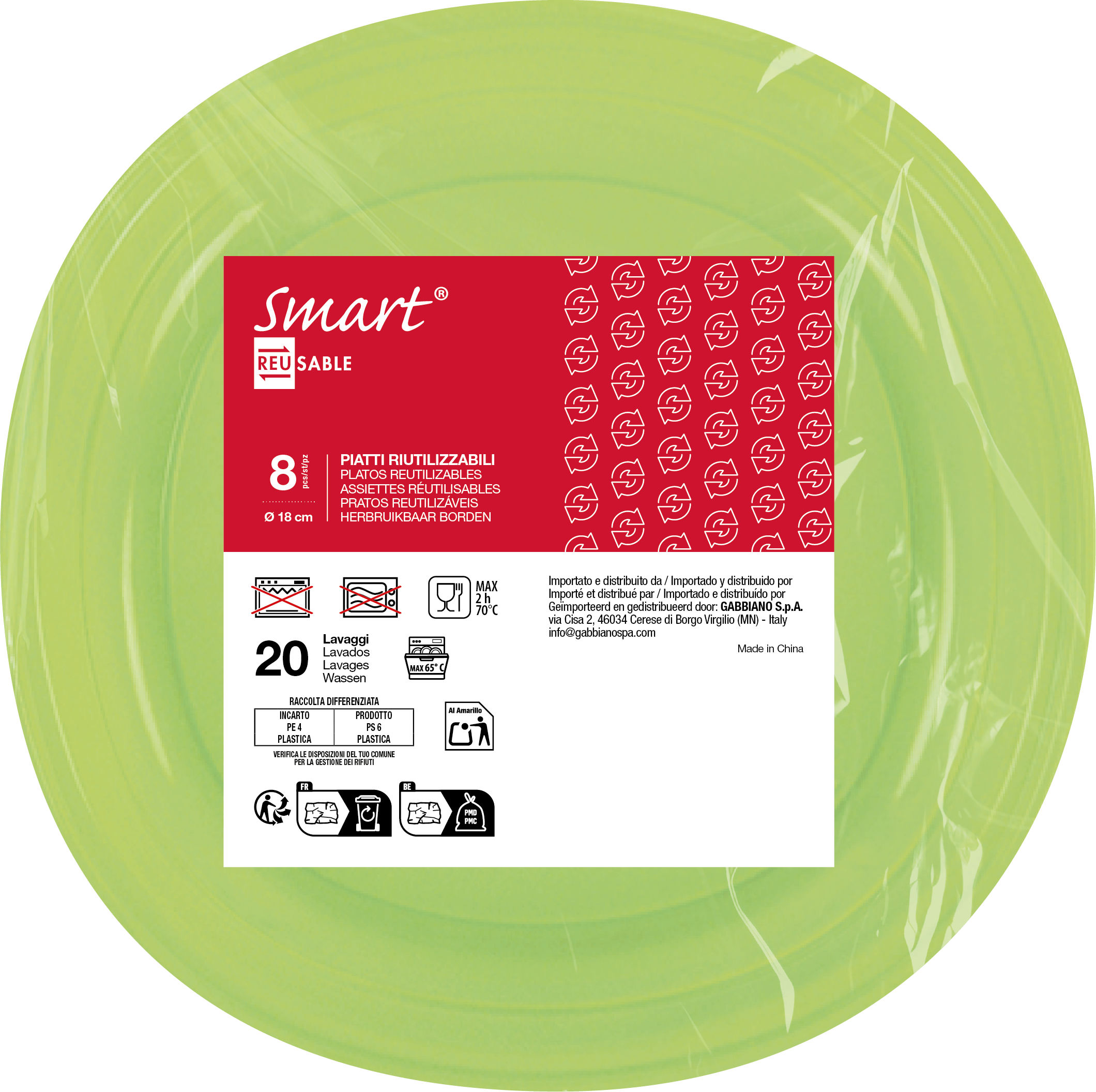Smart Bord Rond Groen Herbruikbaar 18cm - 8 stuks