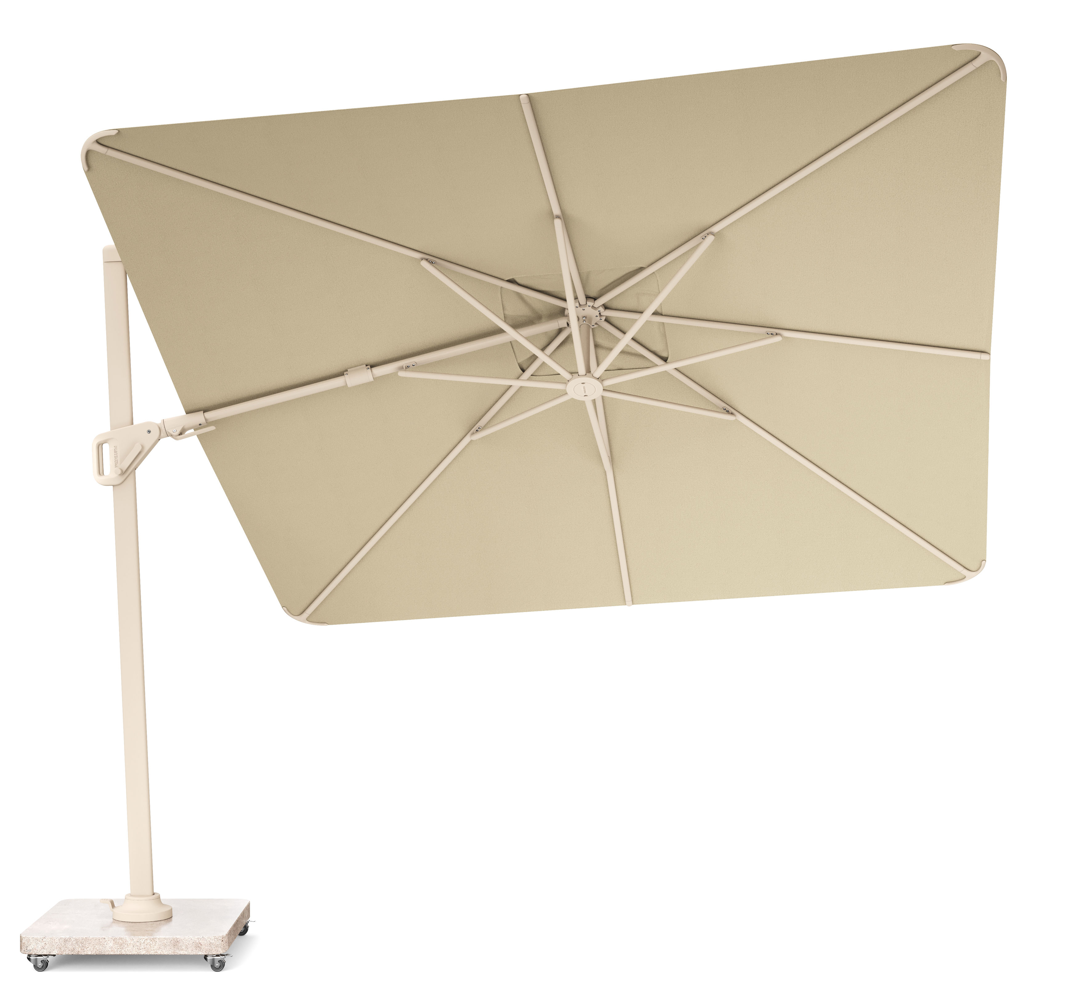 Platinum Nexus T² Premium Hangparasol Champagne Doek 300 x 300 cm Sandstone Frame