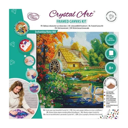 Crystal Art Framed Canvas Kit 30 x 30 cm - Enchanting Water Mill