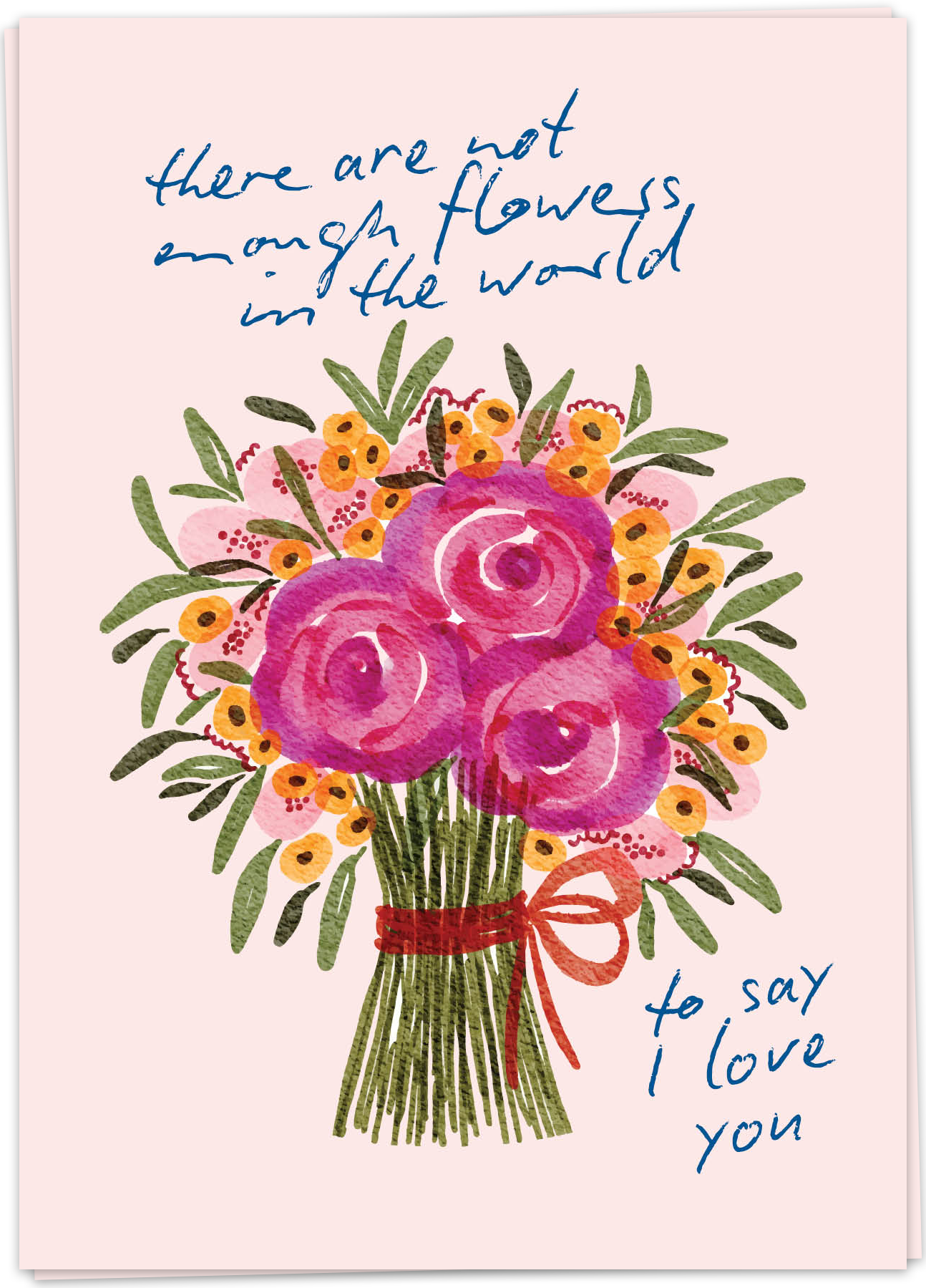 Kaart Blanche Wenskaart Love you flowers
