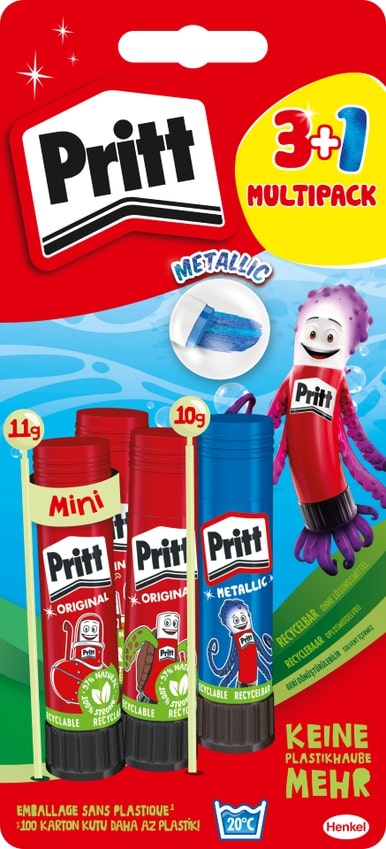 Pritt Original Lijm Stick 3x11 g + Metallic 10 g gratis