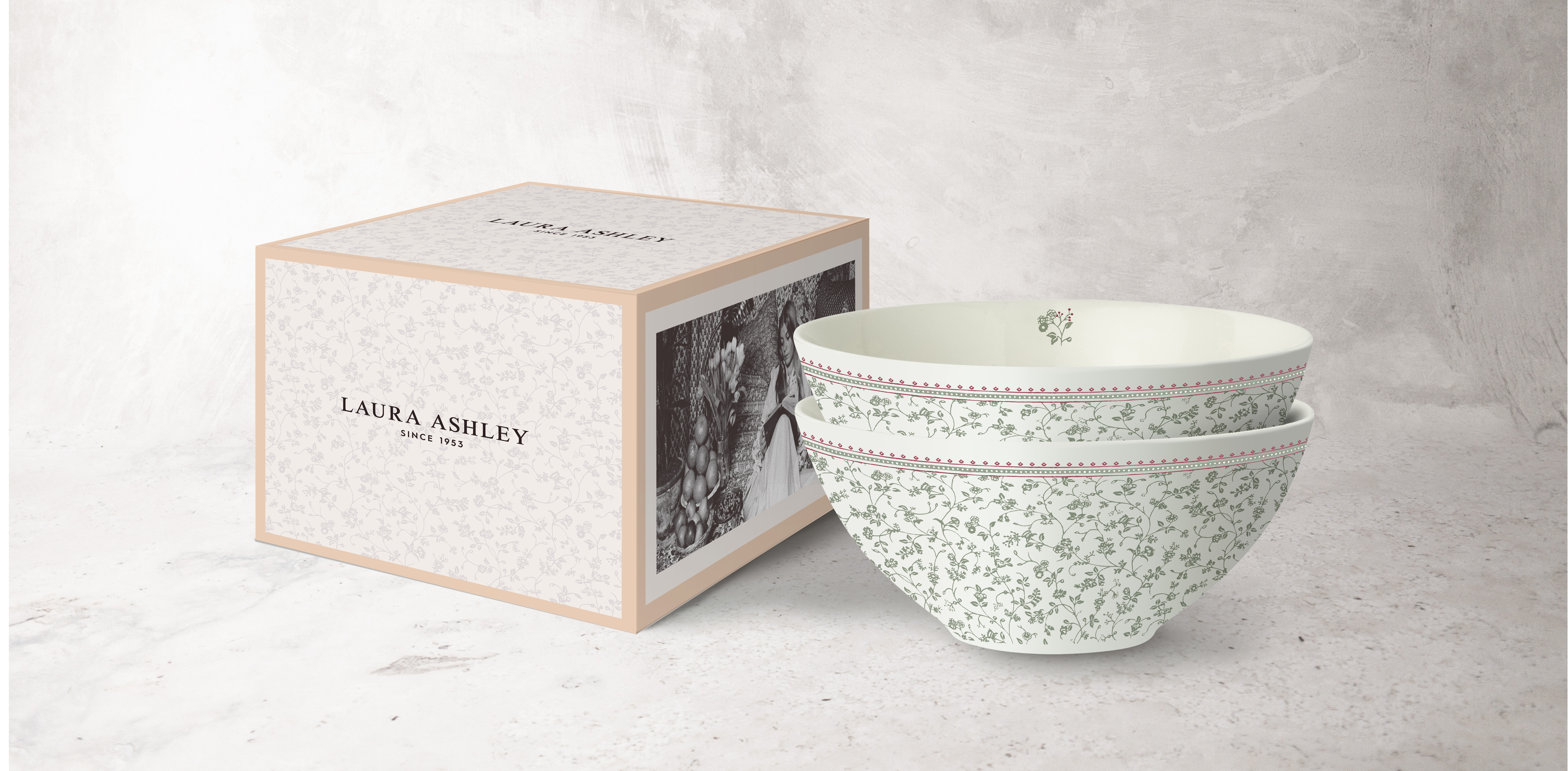 Laura Ashley Bowl Wild Clematis 16cm set 2 stuks - New Bone China