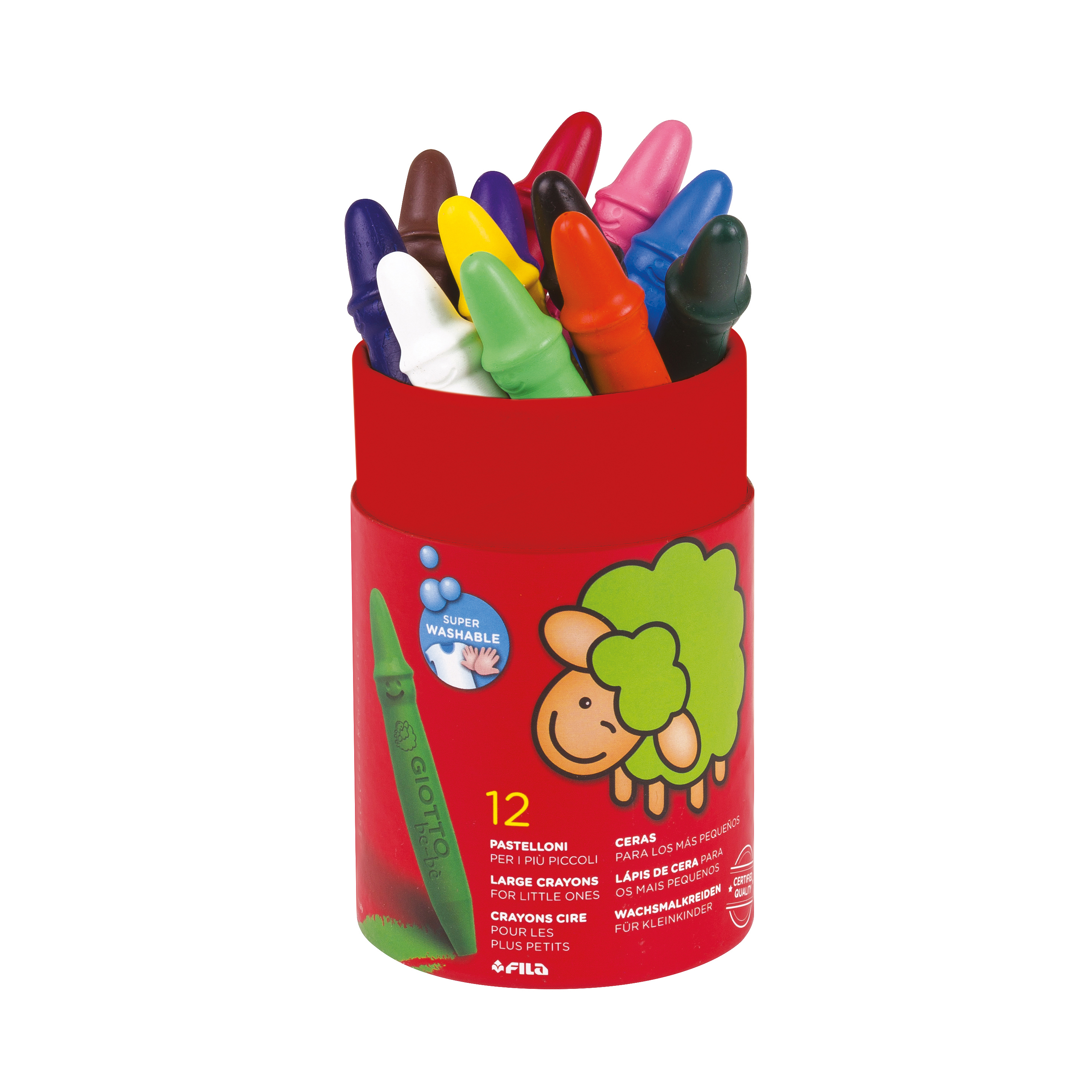 Giotto Be-Be Waskrijt Onbreekbaar Geassorteerde Kleuren 12 stuks