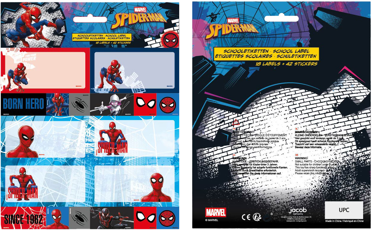 Spider-Man Schooletiketten 3 vellen