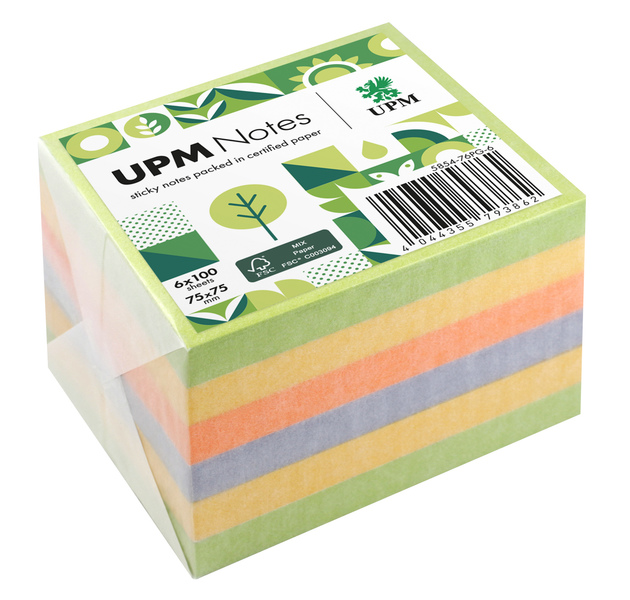 UPM Sticky Notes Geel-Oranje-Paars 75x75 cm 6x100 vel