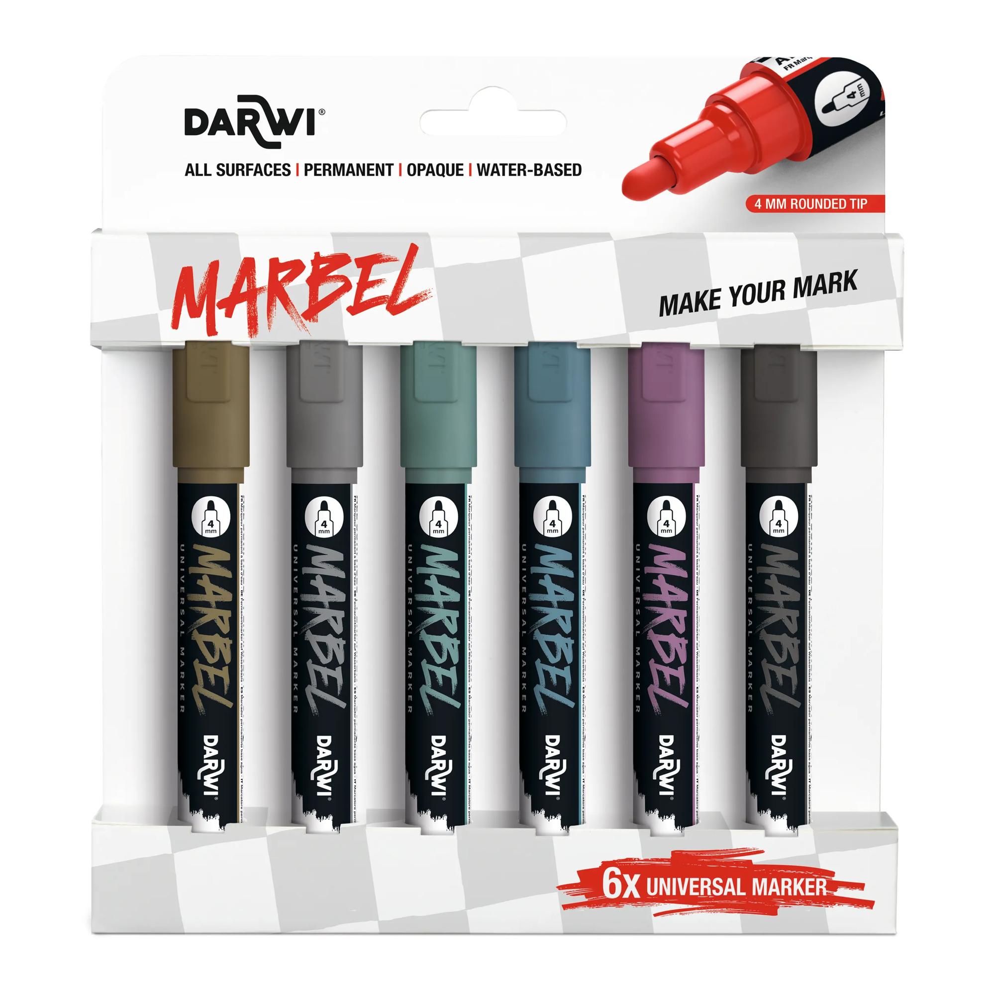 Darwi Marbel Marker 4mm Metallic set van 6