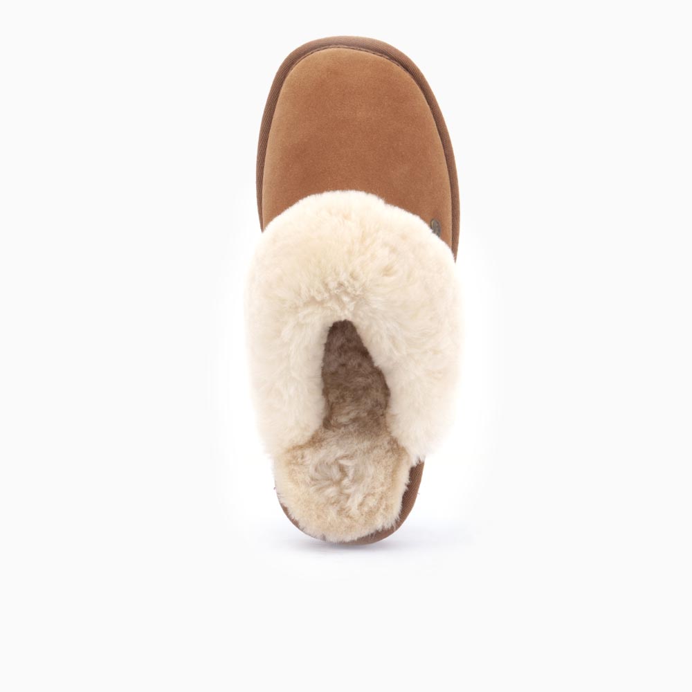 Warmbat Pantoffel Dames Flurry Suede Cognac - Maat 42