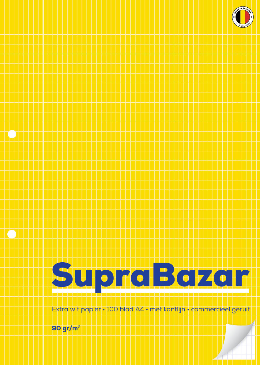 Supra Bazar Cursusblok A4 Commercieel 100 vellen - 90 g - Kantlijn