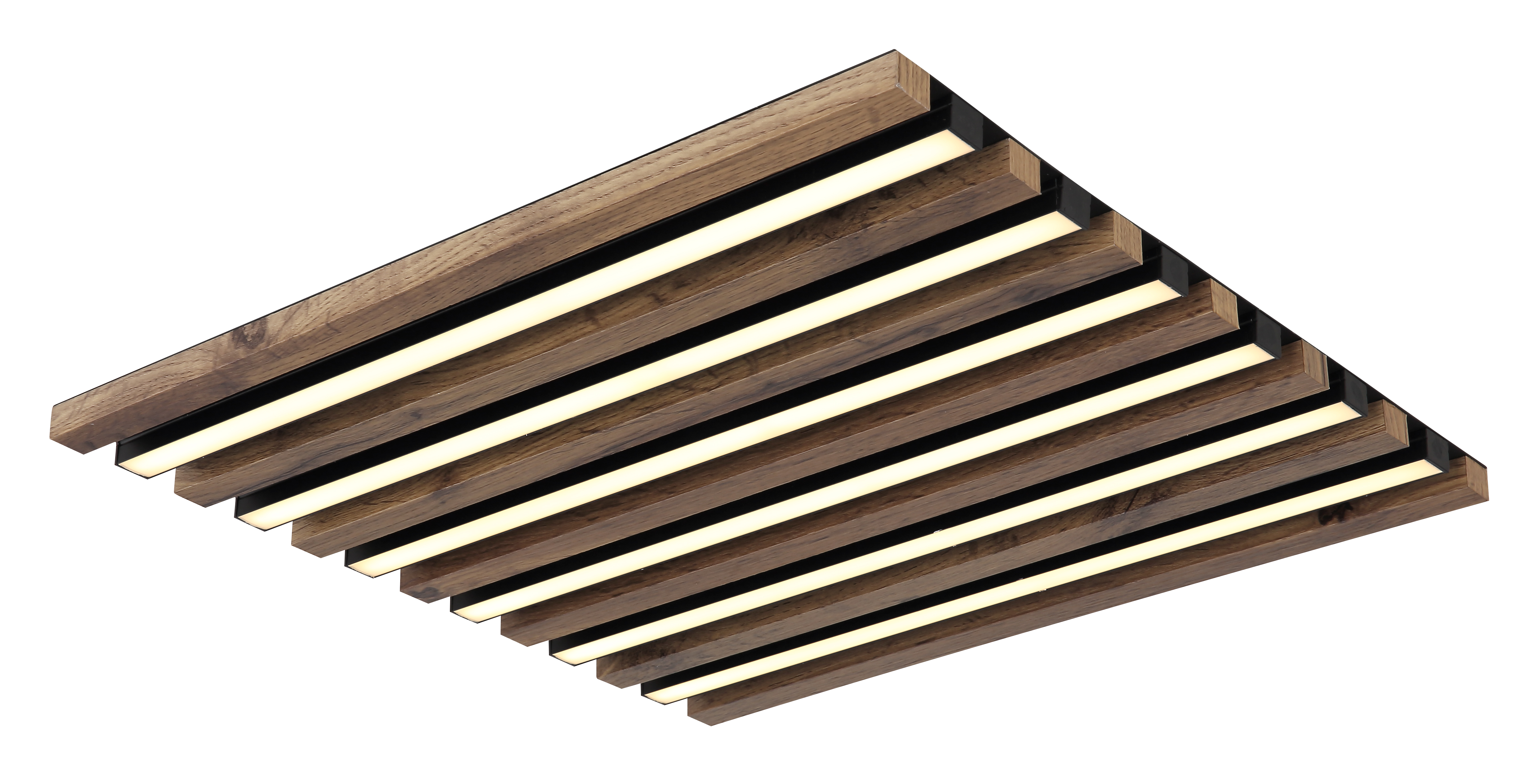 Globo Plafondlamp Hayden Zwart/Houtnerf LED 30W 3000K