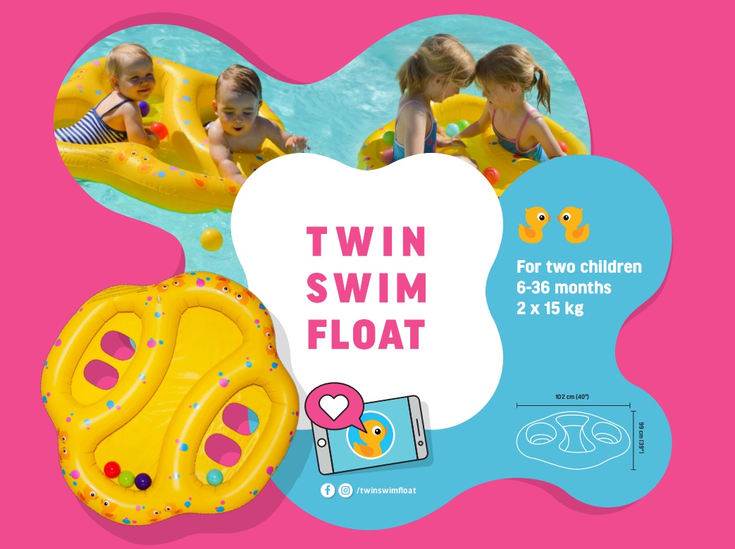 Twin Swim Float Zwemband voor Tweeling of 2 kids 30 kg max = 2x15 kg max