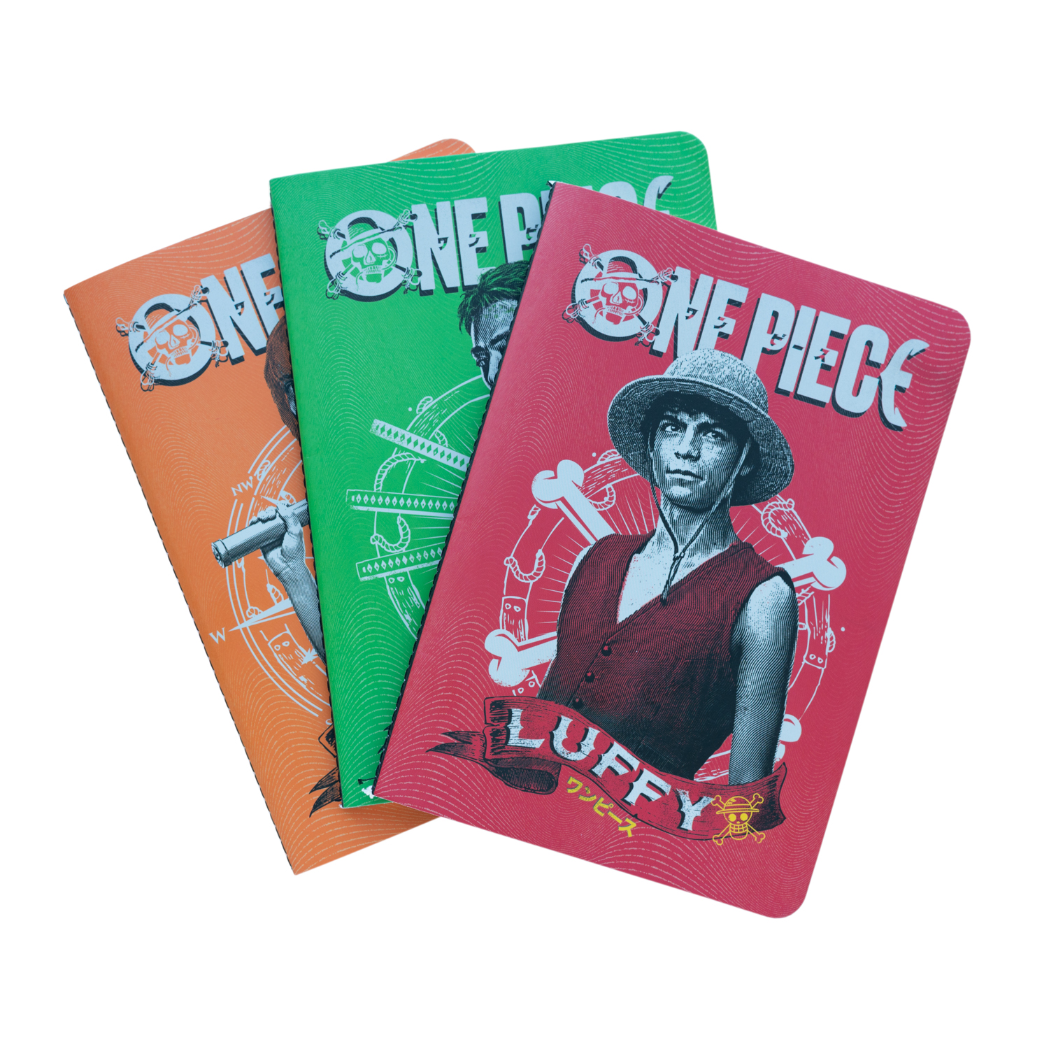 One Piece Netflix Notebook A5 3 stuks - Luffy - Zoro - Nami