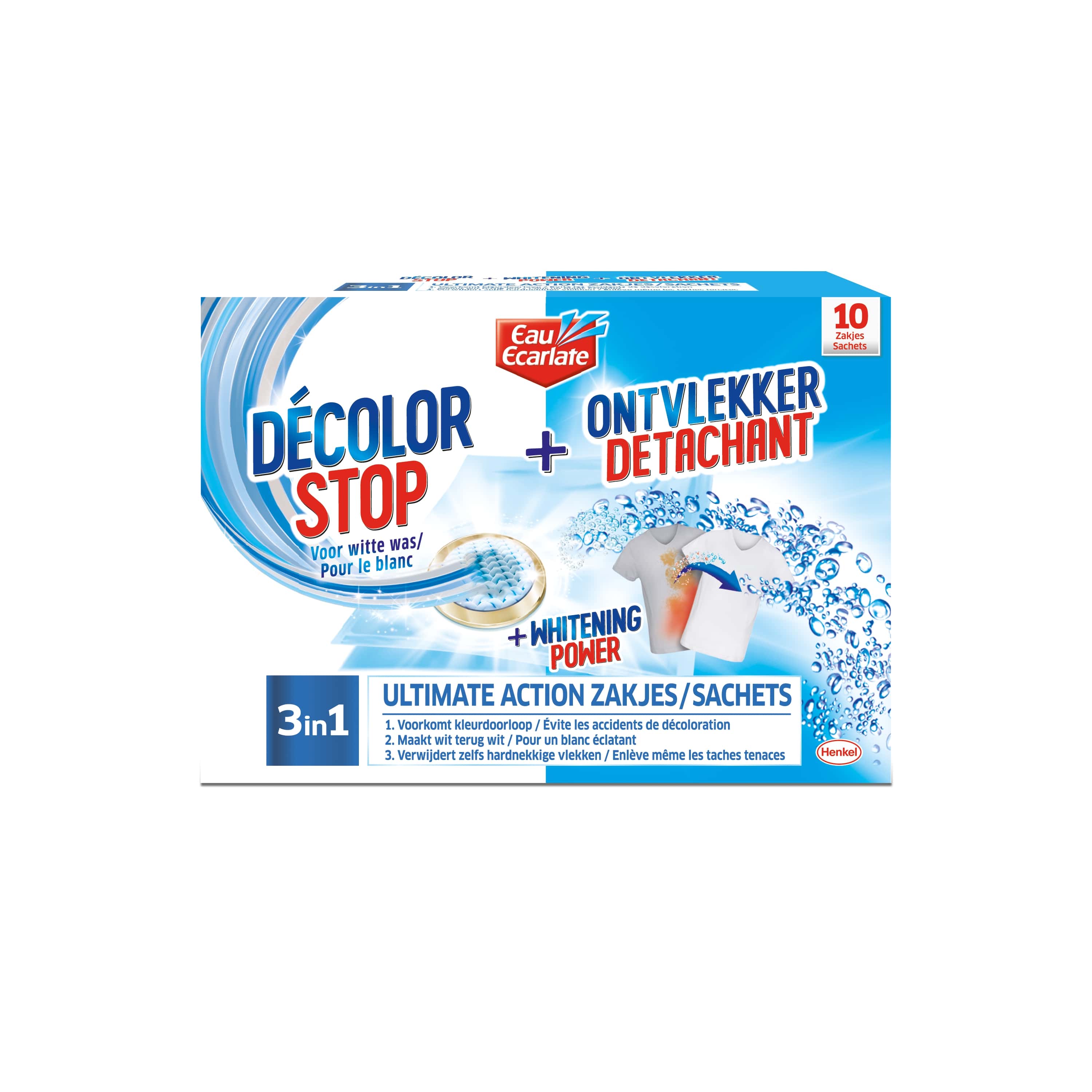 Eau Ecarlate Decolor Stop 3-In-1 En Ontvlekker Voor Witte Was 10 Zakjes