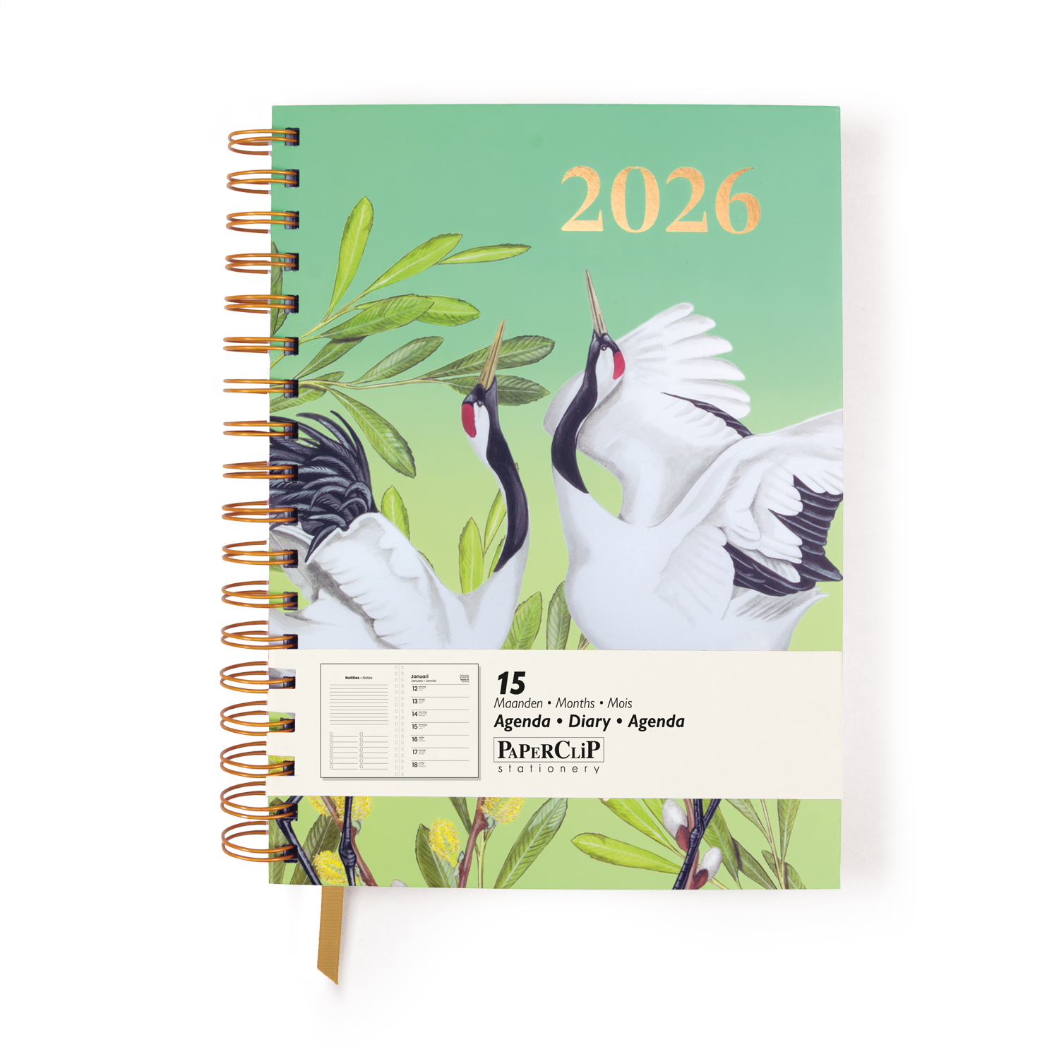 Paperclip Bureau Agenda 2026 Wildlife 15M 1week/pag+Notes 17.5x23.5 cm