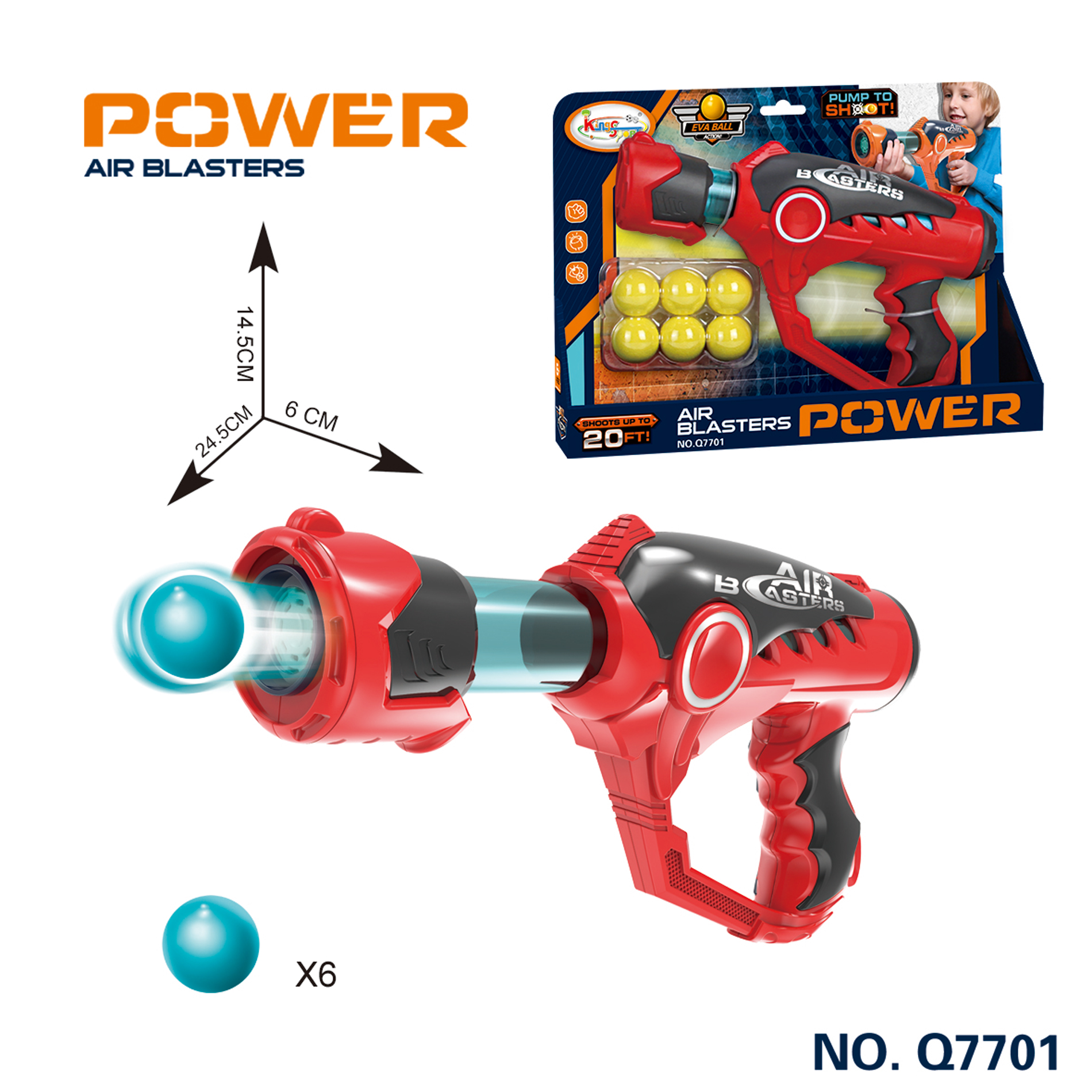 Air Blaster, Ballenblaster 30 cm met 6 EVA ballen